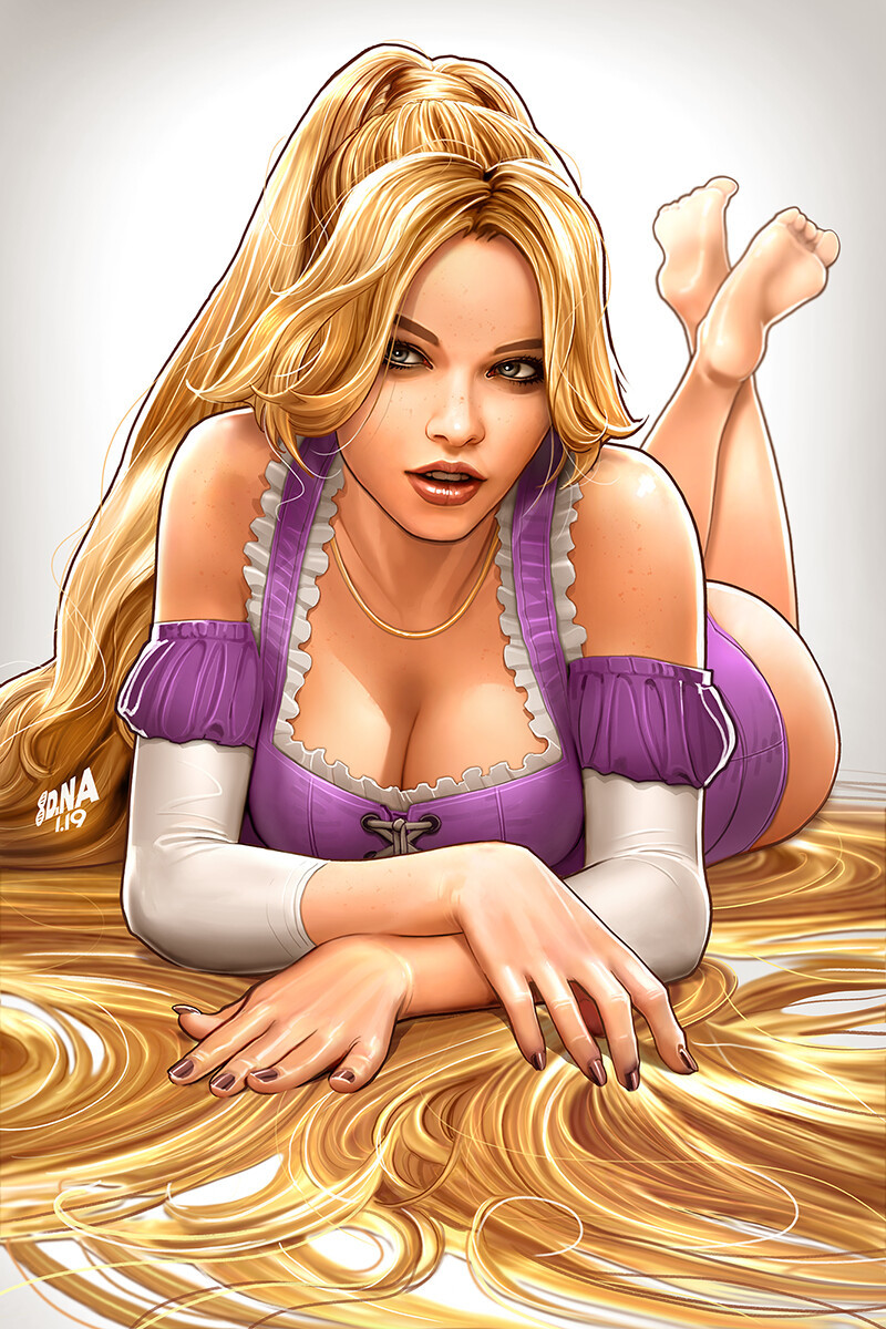 Rapunzel - NSFW, Art, Drawing, Rapunzel, Hand-drawn erotica, Longpost, David Nakayama