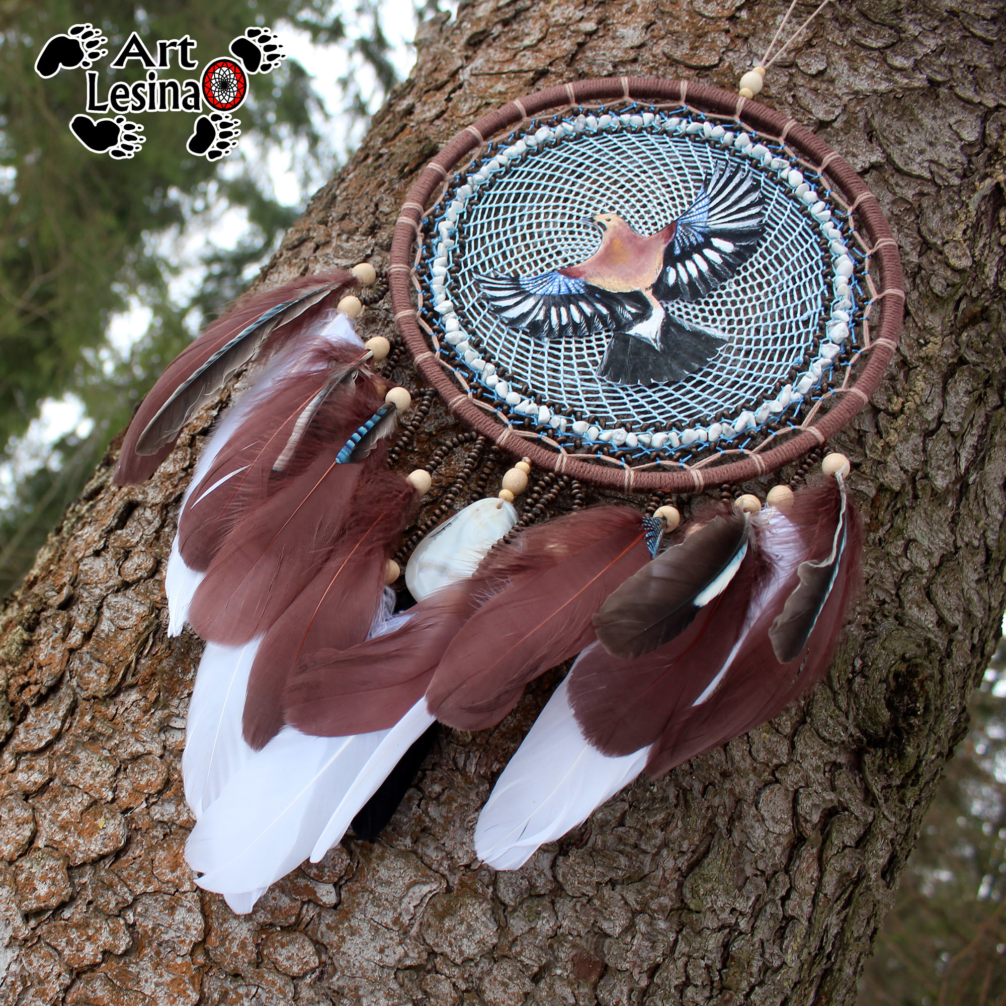 Dream catcher Jay - My, Dreamcatcher, Jay, Birds, Needlework, Needlework without process, Longpost