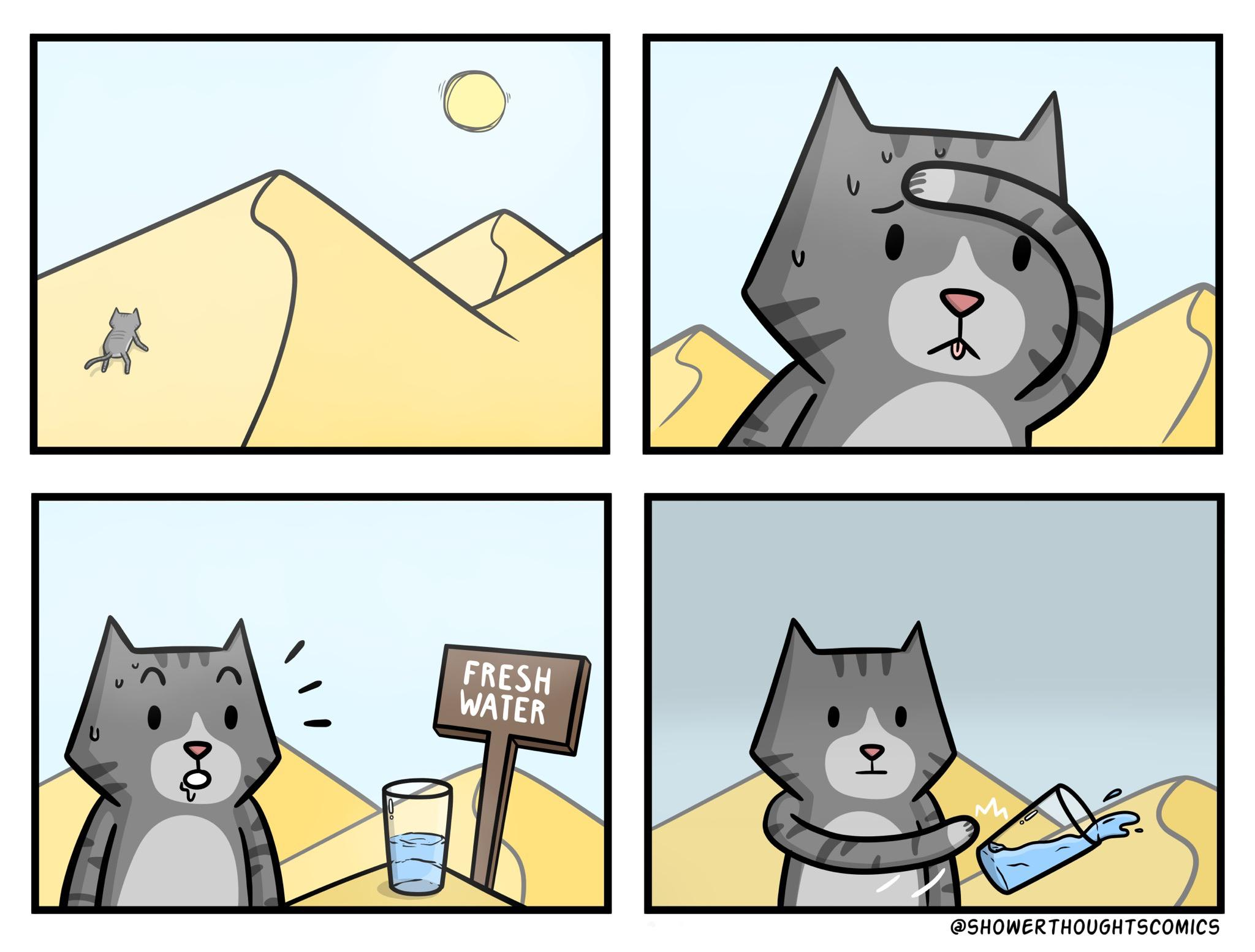 I must break you - Showerthoughtscomics, Comics, cat, Desert, Heat