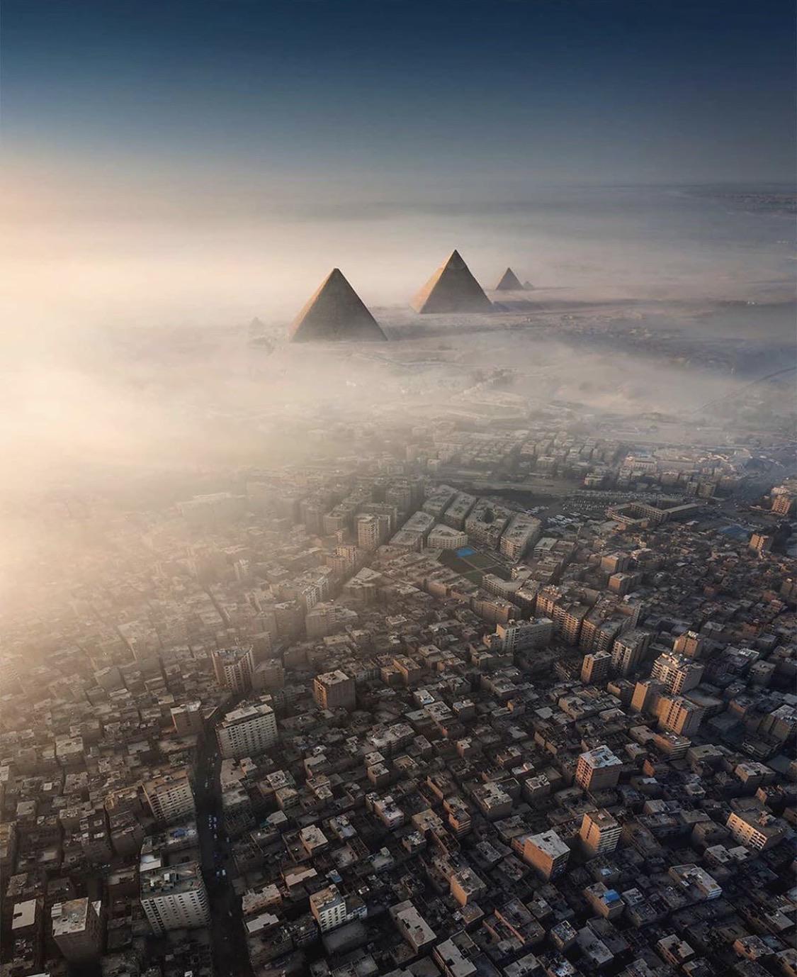 Cairo from above - Egypt, Cairo, Pyramid