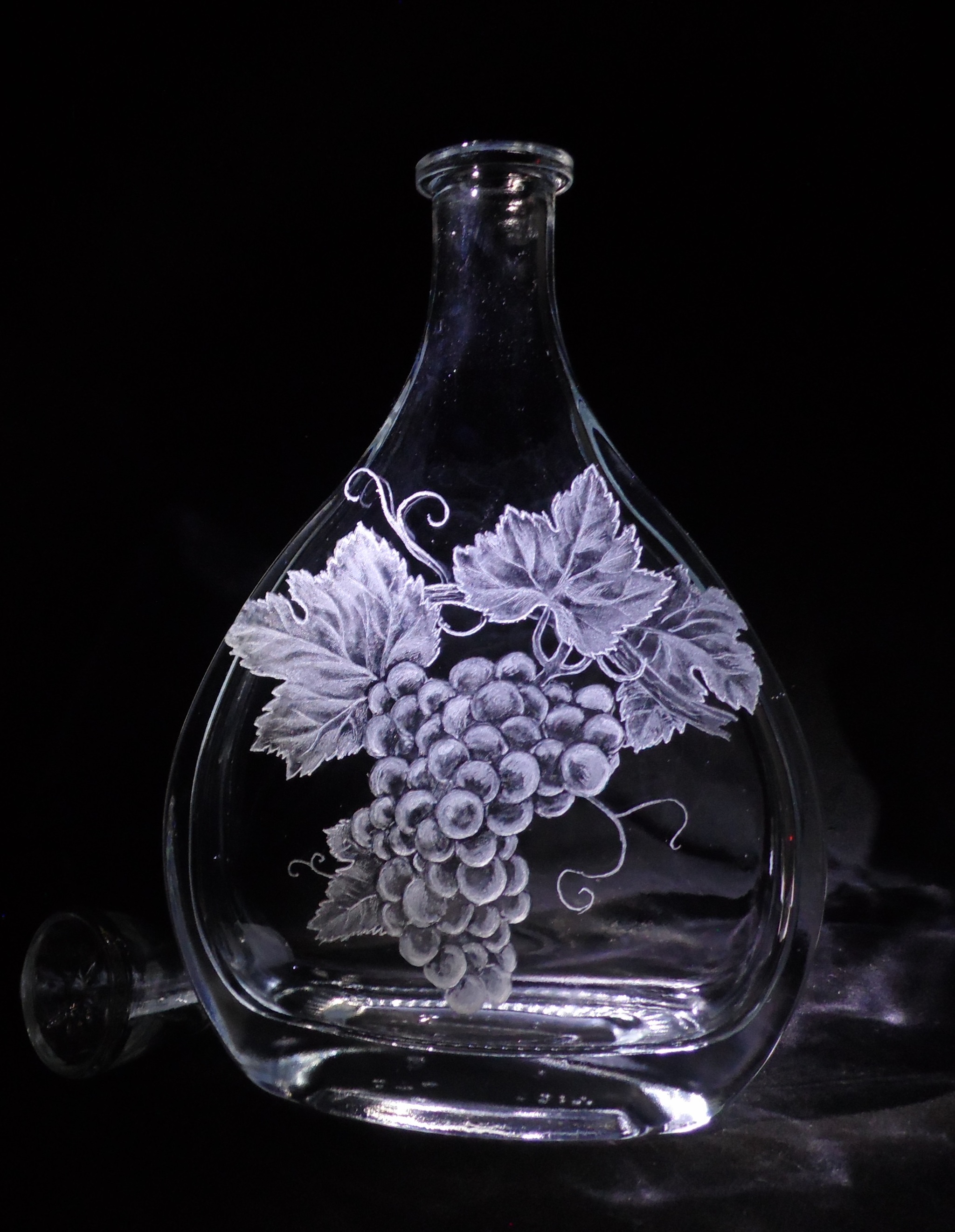 Glass scratch - My, Bottle, Glass containers, Engraving, Needlework without process, Longpost