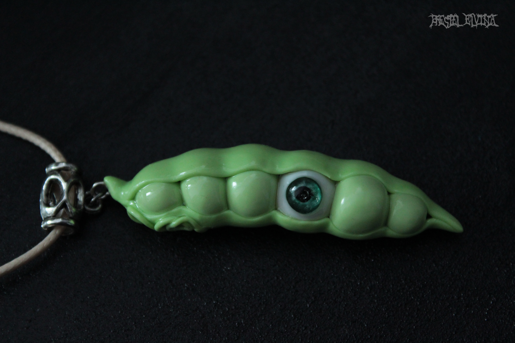 Polymer clay pendant peas - My, Polymer clay, Surrealism, Needlework without process