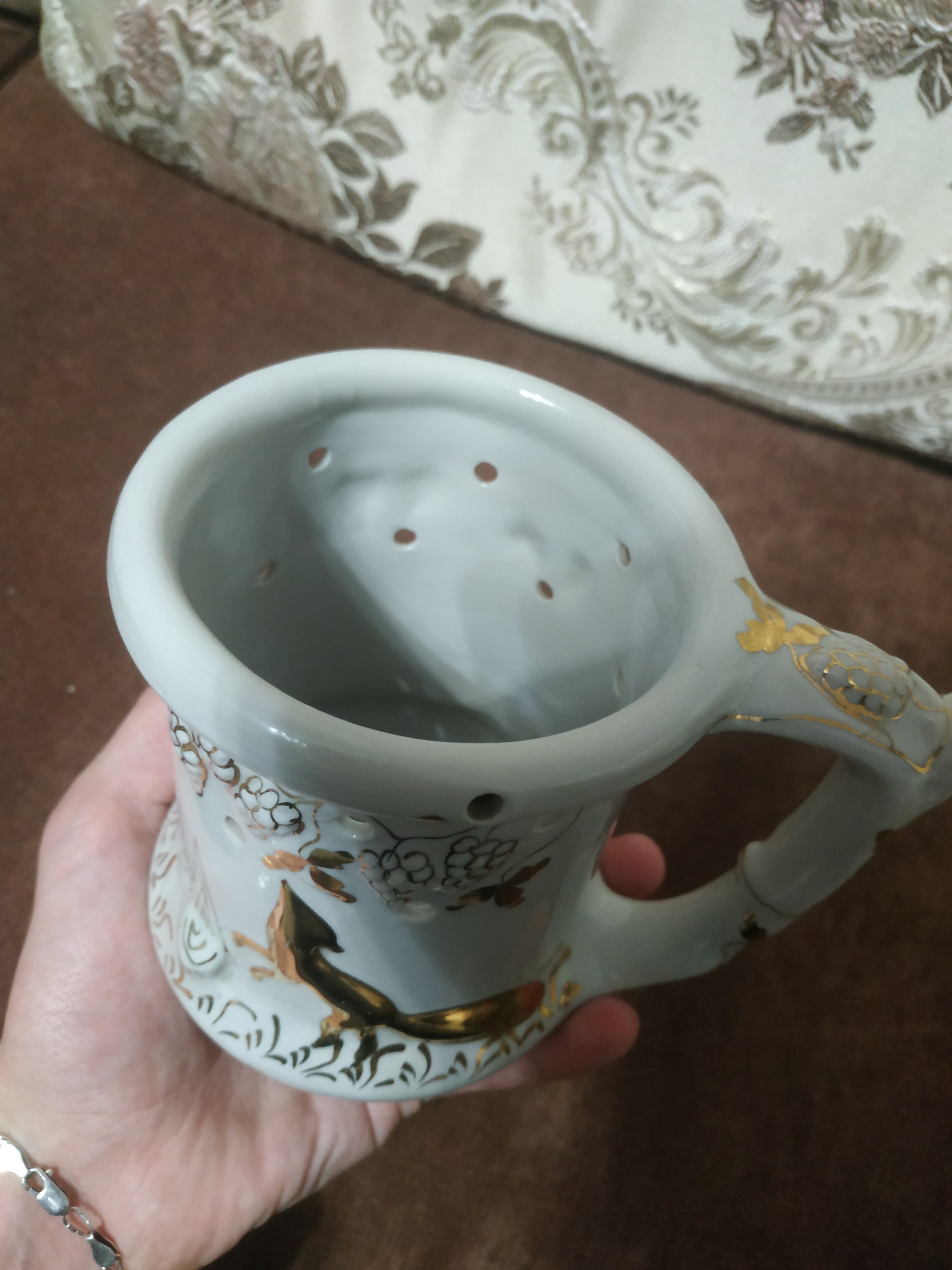 Mug with holes - My, Mug with decor, Hole, Longpost, Don't get drunk