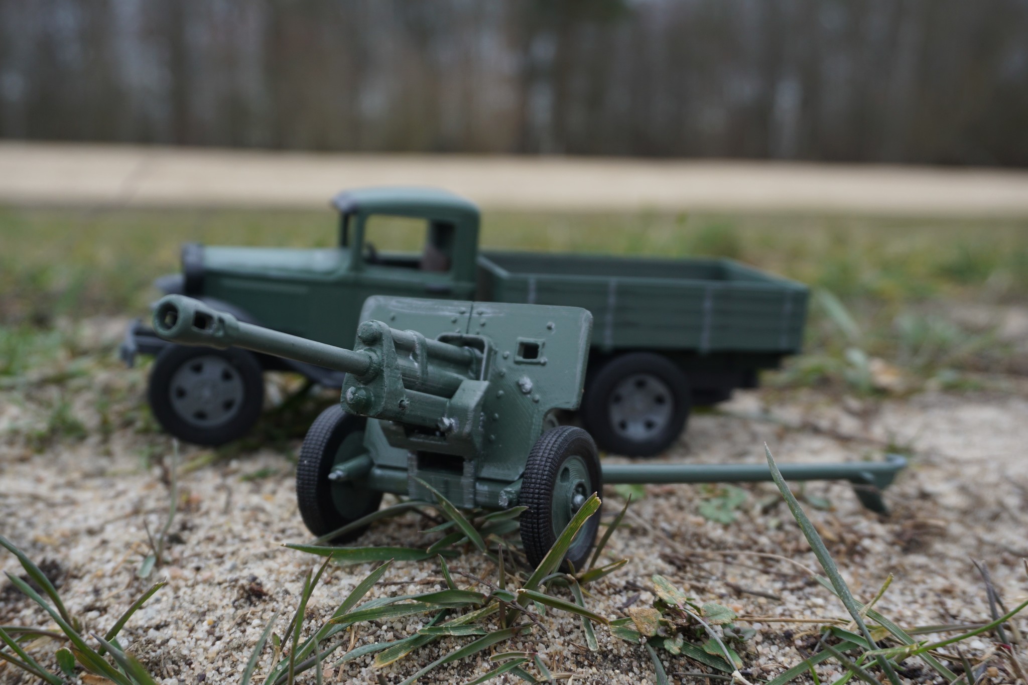 Lorry and ZiS-3 firing cannon on a 3D printer - My, Zis-3, Cannon, Semi-and-a-half, Gaz-Aa, Seal, Video, Longpost