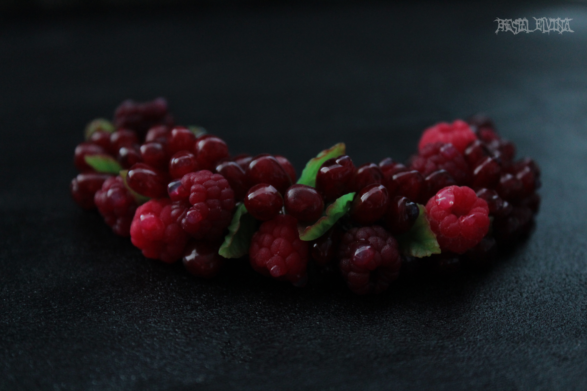 Raspberry-garnet bracelet - My, Polymer clay, Needlework without process, Longpost, A bracelet, Bijouterie