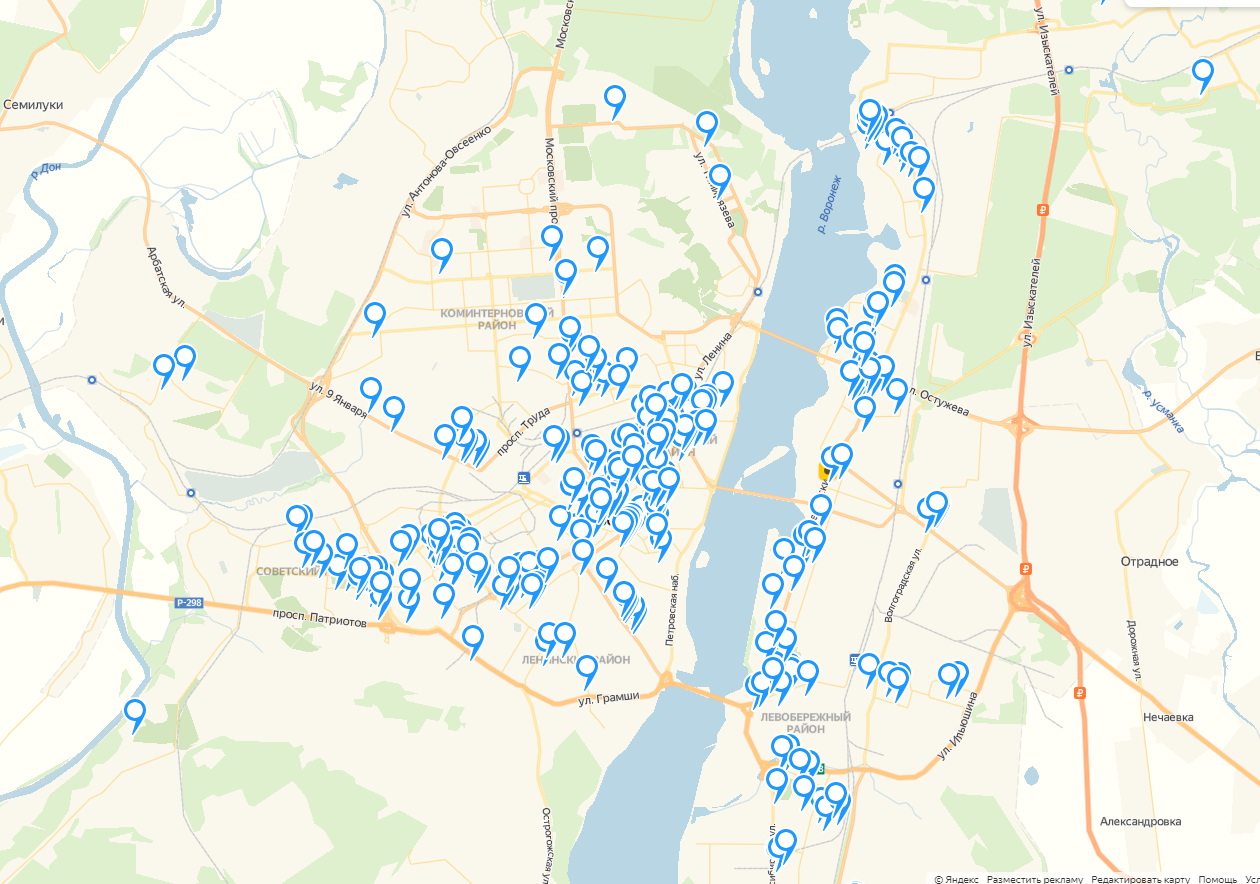 Интерактивная карта капремонта Воронеж 2023. Грамши номера домов,карта.