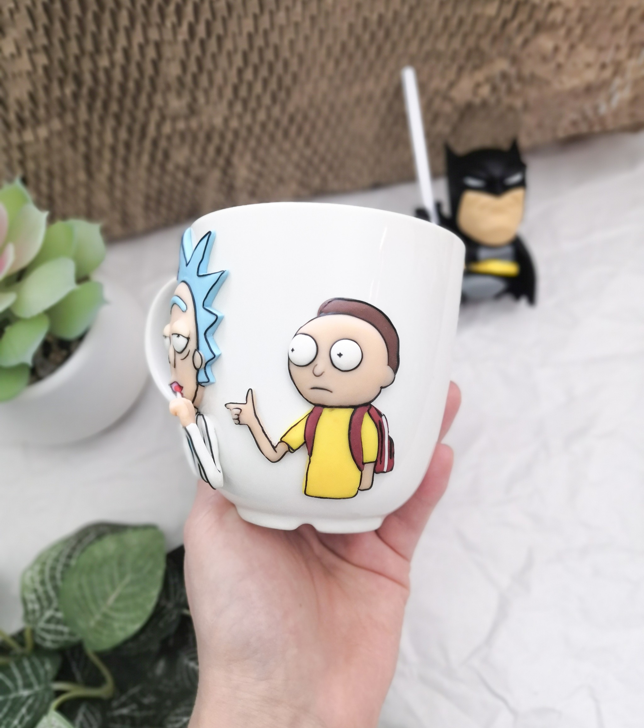 Rick and Morty - My, Rick and Morty, Polymer clay, Needlework without process, Mug with decor, Handmade, Longpost