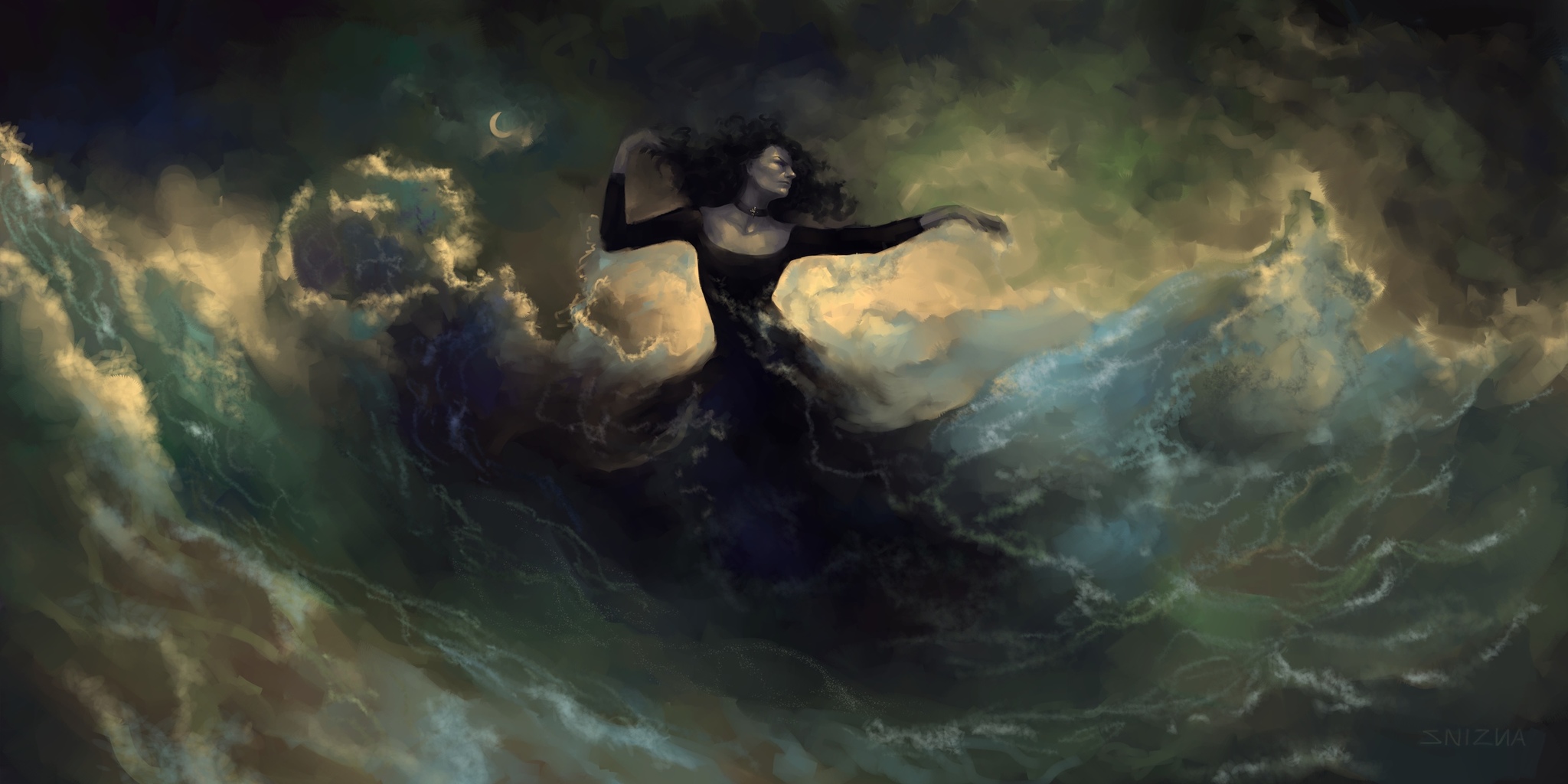 Yennefer at sea - My, Art, Fan art, Fantasy, Witcher, Yennefer