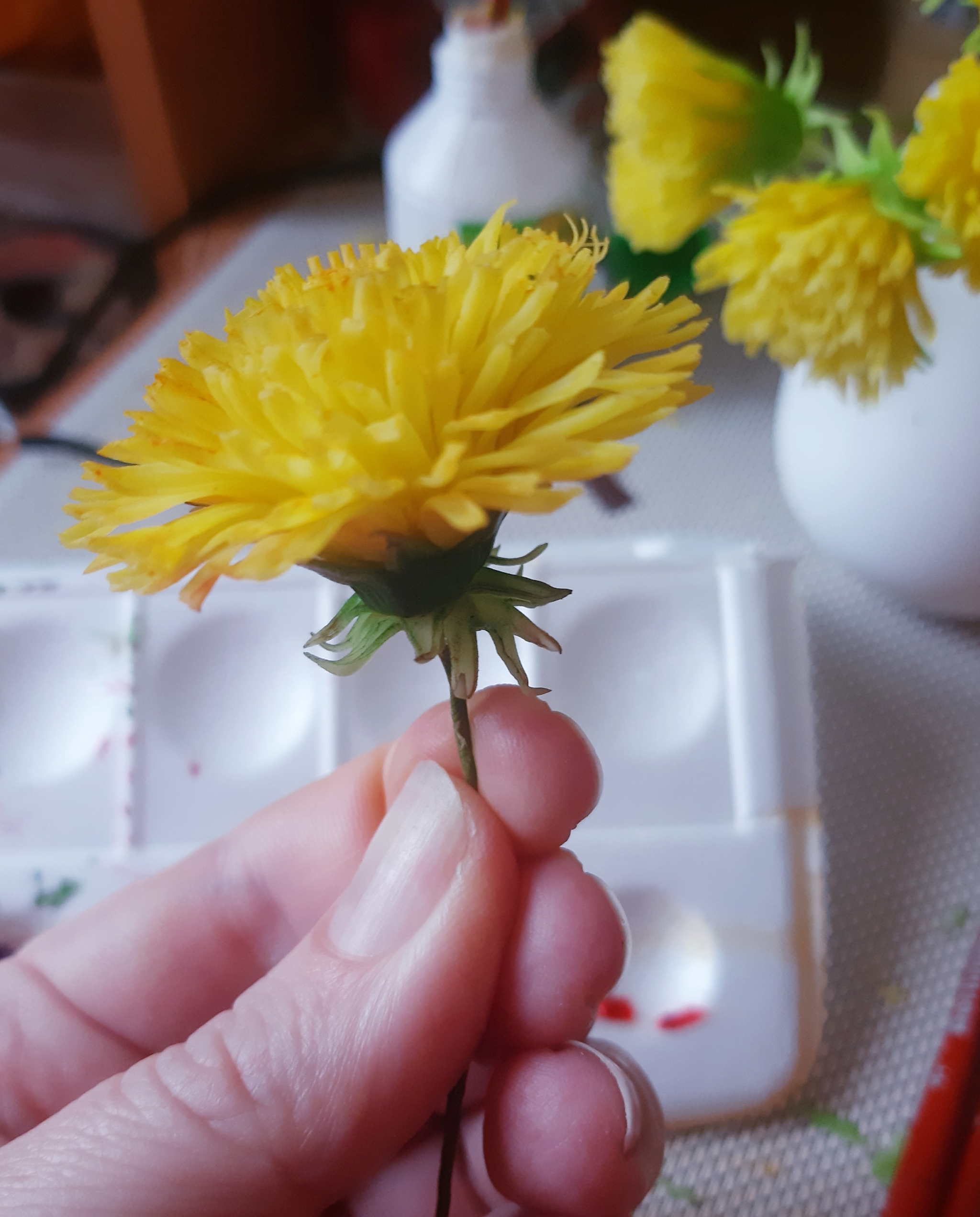 Dandelions, how they are made (or following on from my previous post) - My, Needlework with process, Cold porcelain, Dandelion, Longpost