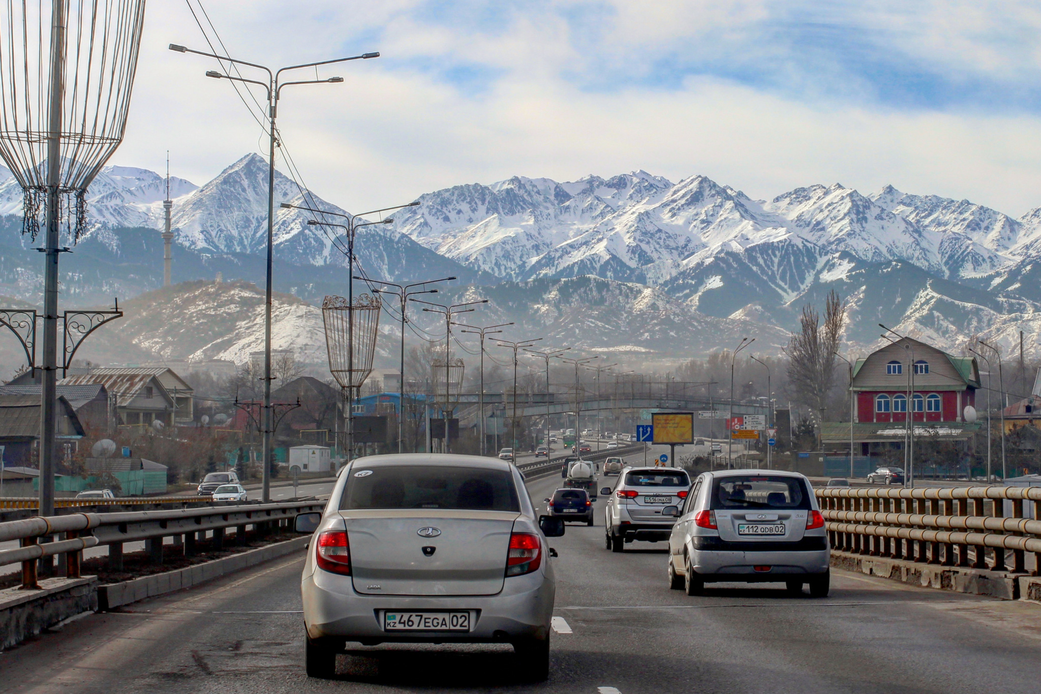 Eastern Bypass Road / Almaty, Kazakhstan - My, Town, The mountains, Road, Morning, The photo, Kazakhstan, Landscape, Nature