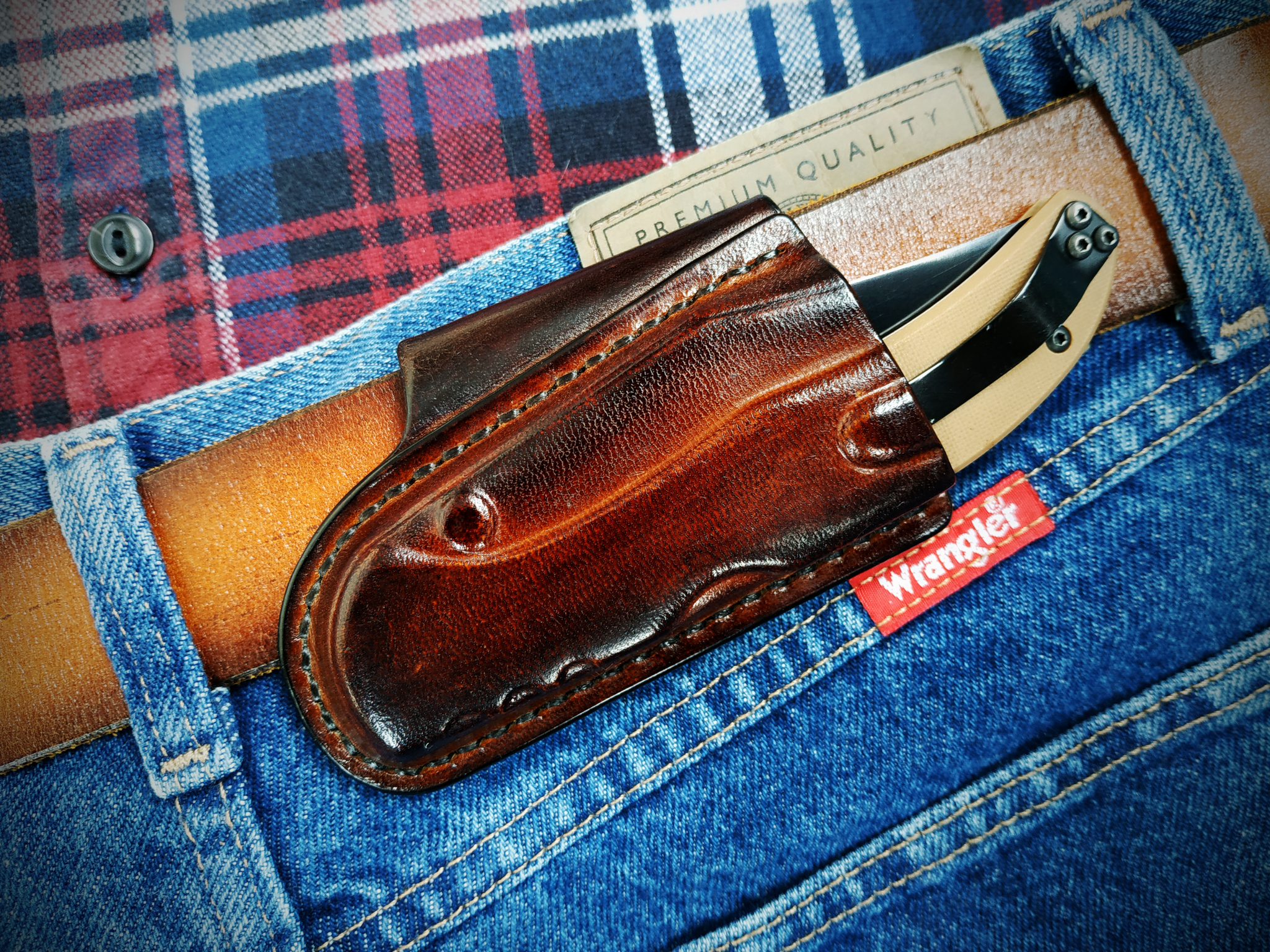 Sheath-holster for a folding knife_part 2 - My, With your own hands, Handmade, Leather, EDC, Needlework without process, Longpost, Sheath, Leather products