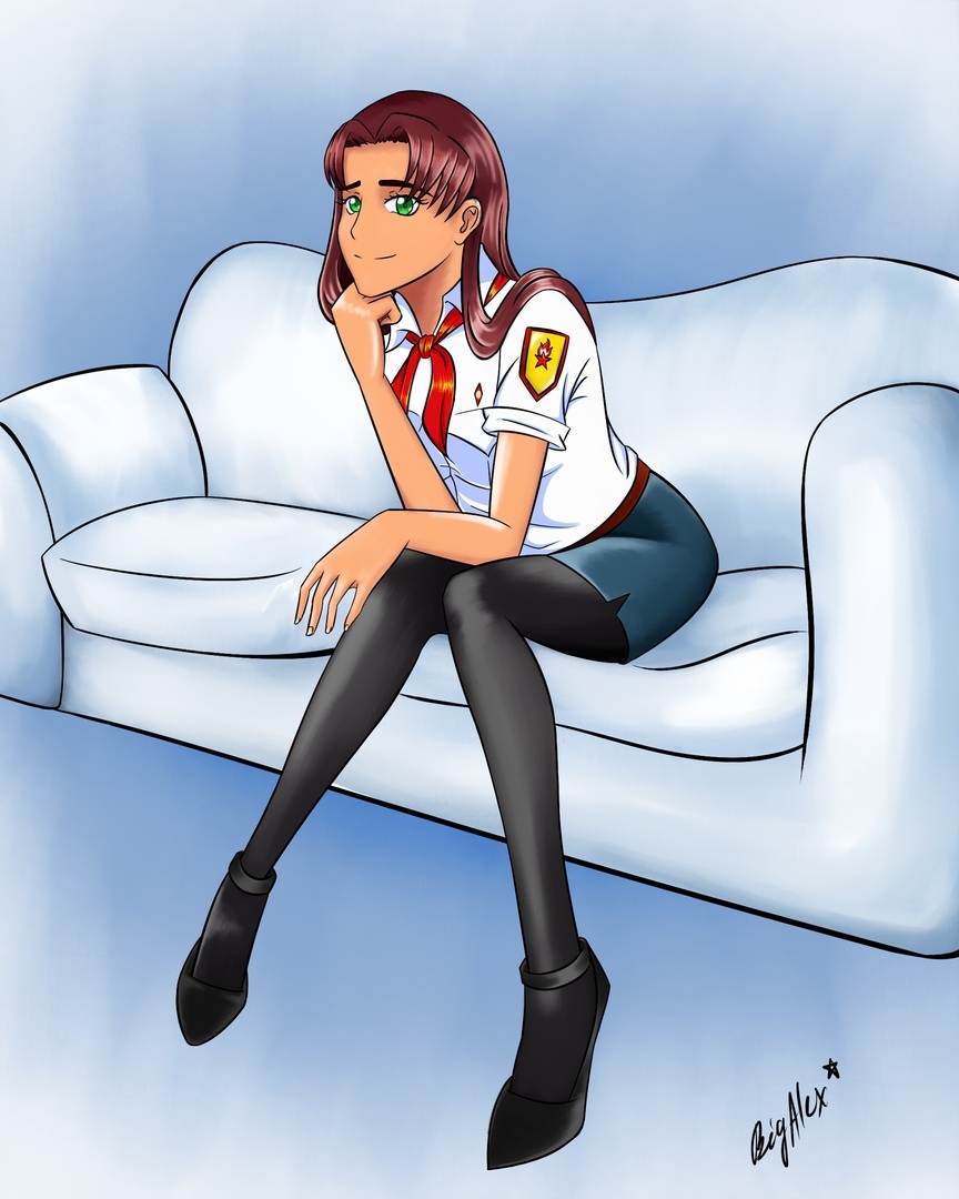 Olenka) - My, Anime, Endless Summer (visual novel), Visual novel, Olga Dmitrievna, Not anime, Big Alex