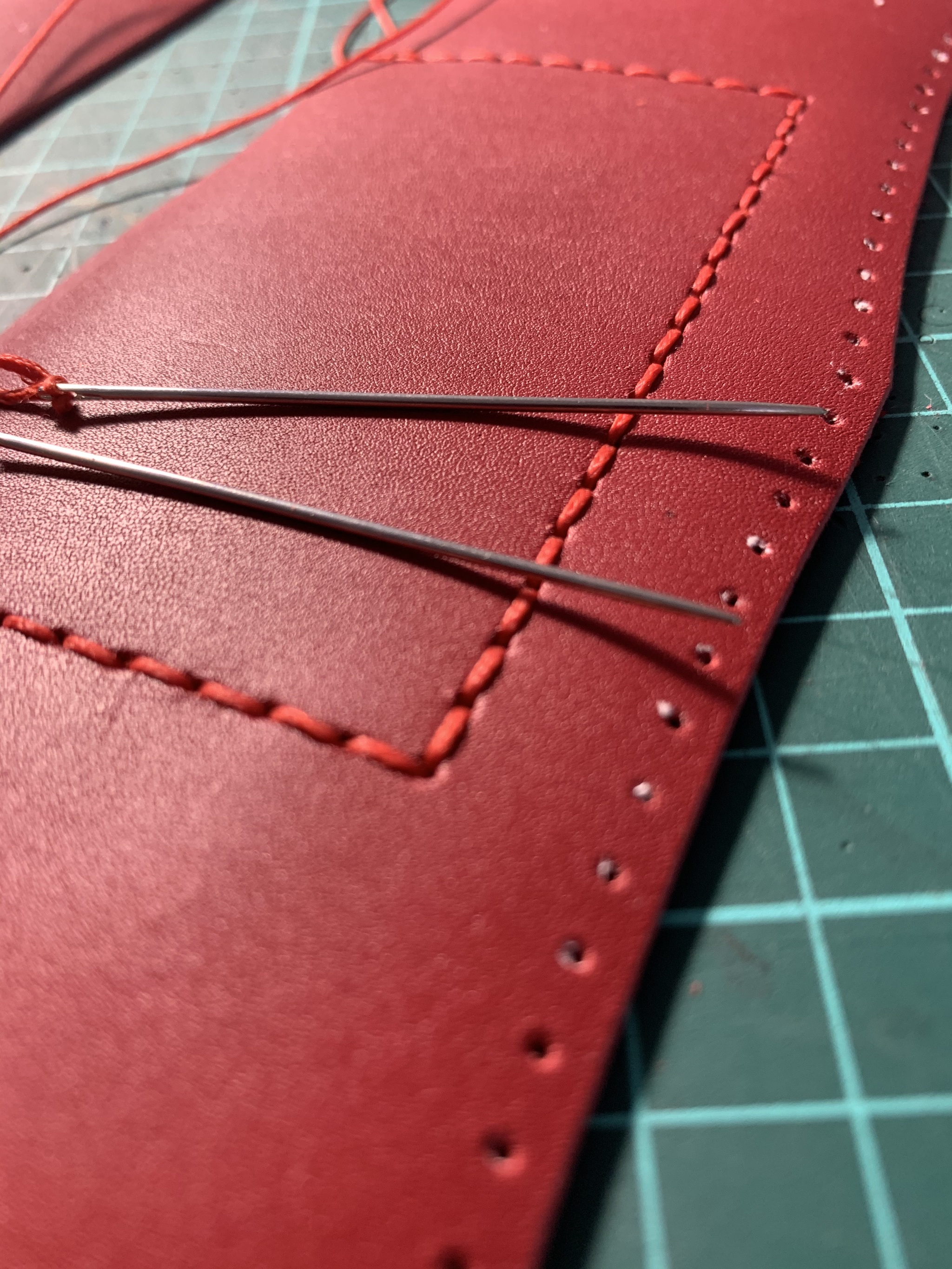 Very red women's wallet (+ process photo) - My, Leather products, With your own hands, Longpost, Wallet