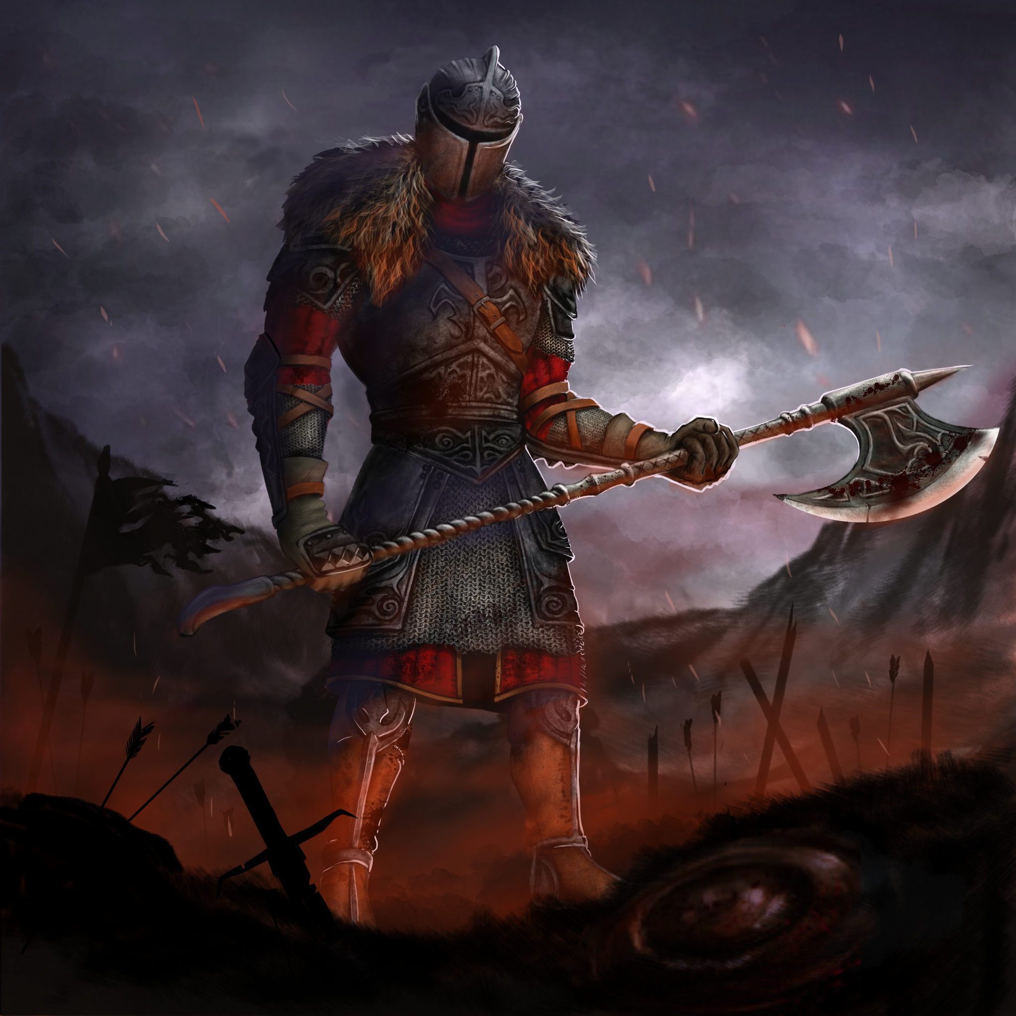 Warrior with an ax - My, Warrior, Axe, Drawing, Fantasy