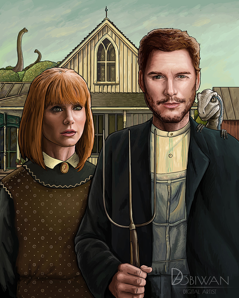 American Gothic by Pawel Hudeczek - Art, Parody, American gothic, Star Wars, Suicide Squad, Jurassic world, Daobiwan, Longpost