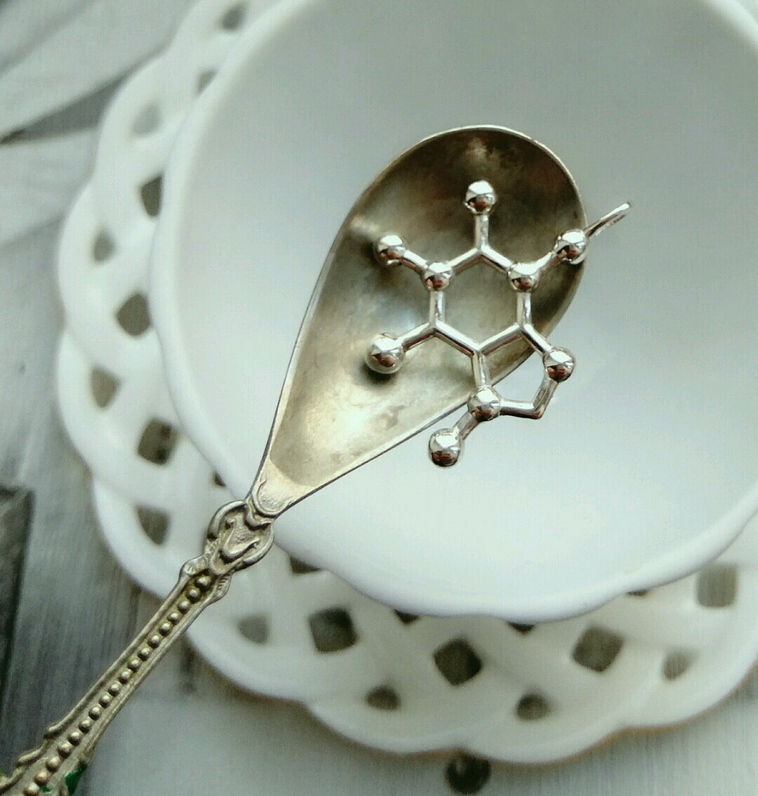 Coffee in silver - My, Caffeine, molecules, Chemistry, Presents, March 8 - International Women's Day