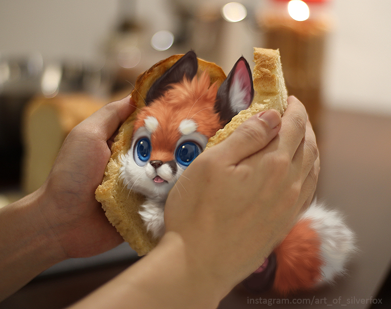 What are you?! - Silverfox5213, Fox, Art, Bread