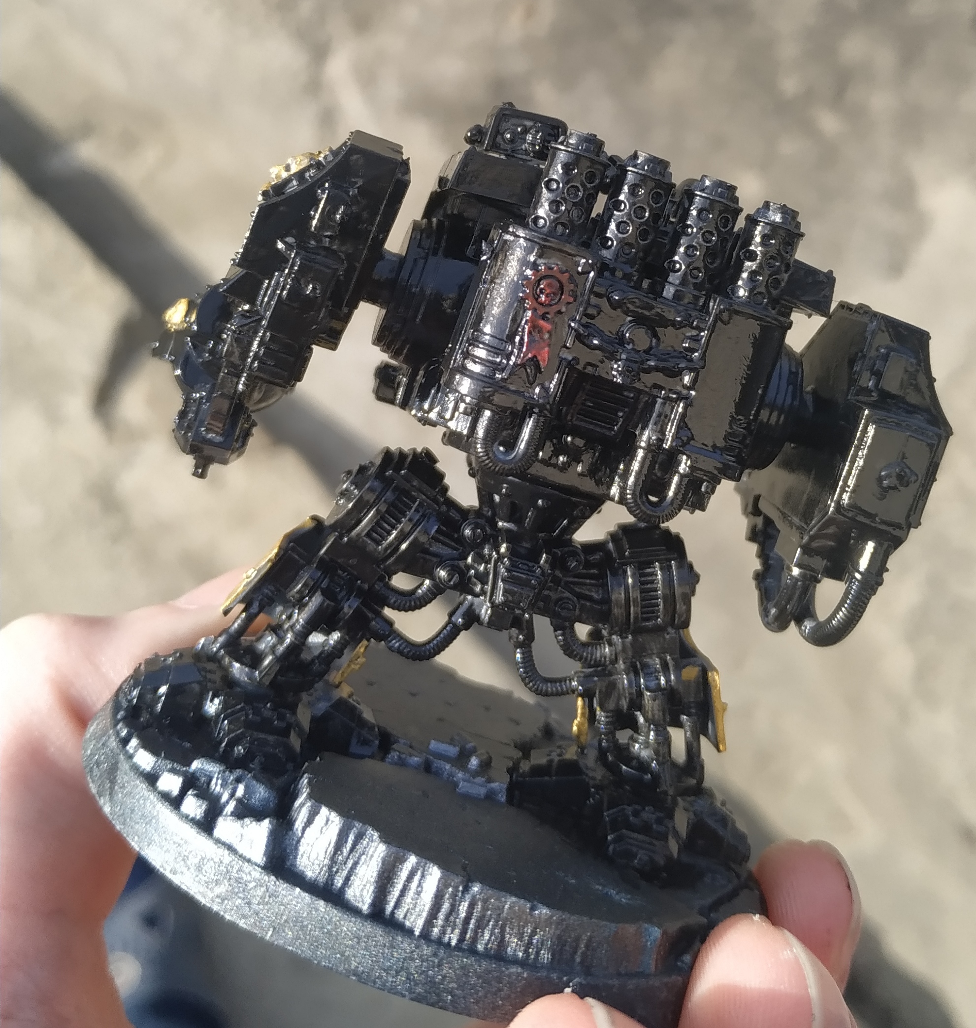 Дредноут Черных Храмовников - Моё, Warhammer 40k, Wh miniatures, Black Templars, Warhammer, Покраска миниатюр, Длиннопост