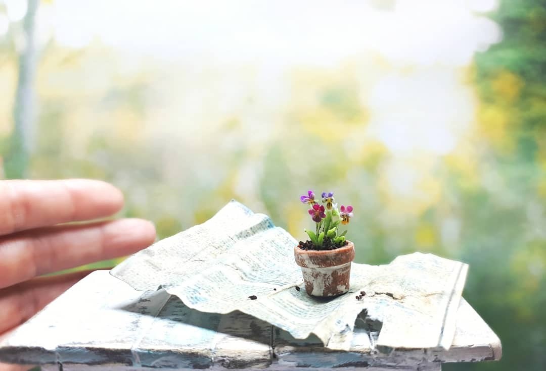 Spring mood. Flowers in miniature - My, Miniature, Flowers, Needlework without process, Polymer clay, Cold porcelain, Longpost