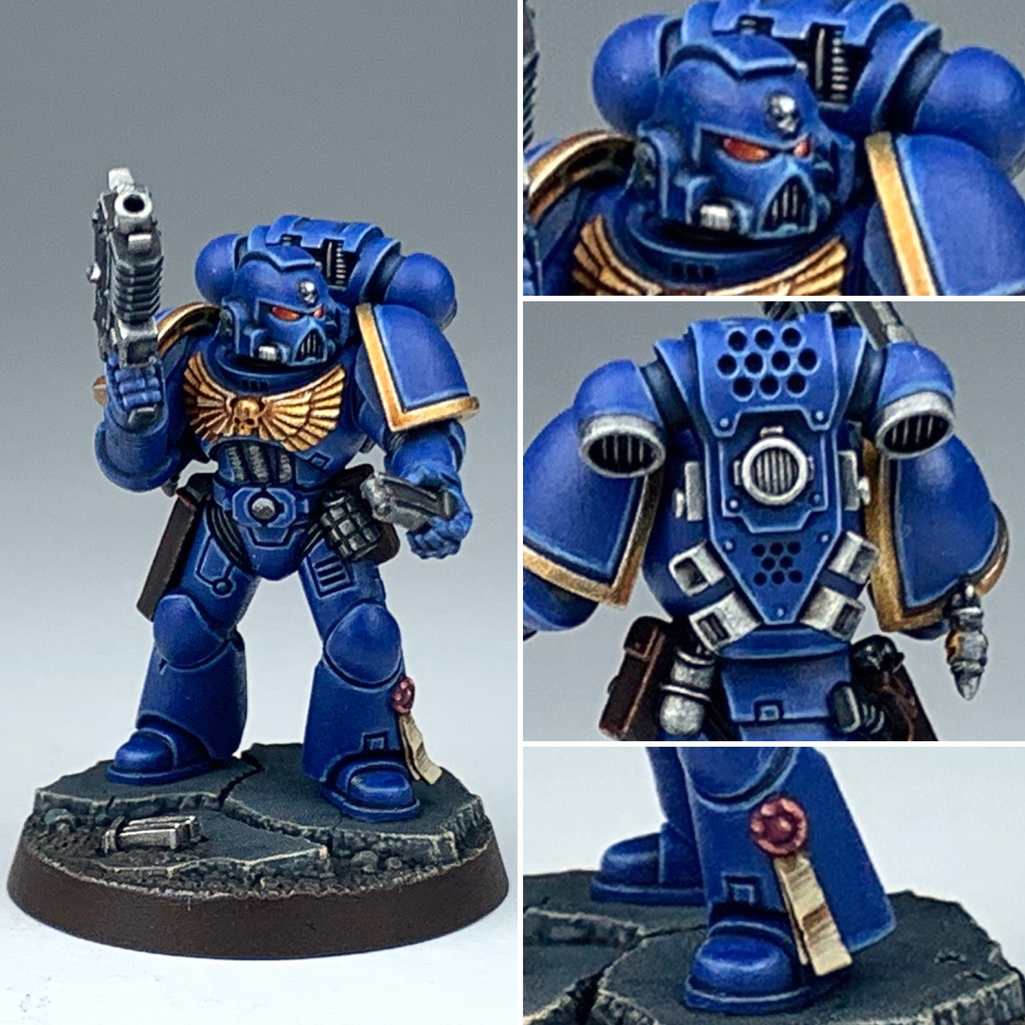 Spacemarine за 4ч, 8ч, и 16ч - Моё, Wh painting, Wh miniatures, Warhammer 40k, Warhammer, Хобби, Стендовый моделизм, Ultramarines, Adeptus Astartes, Длиннопост