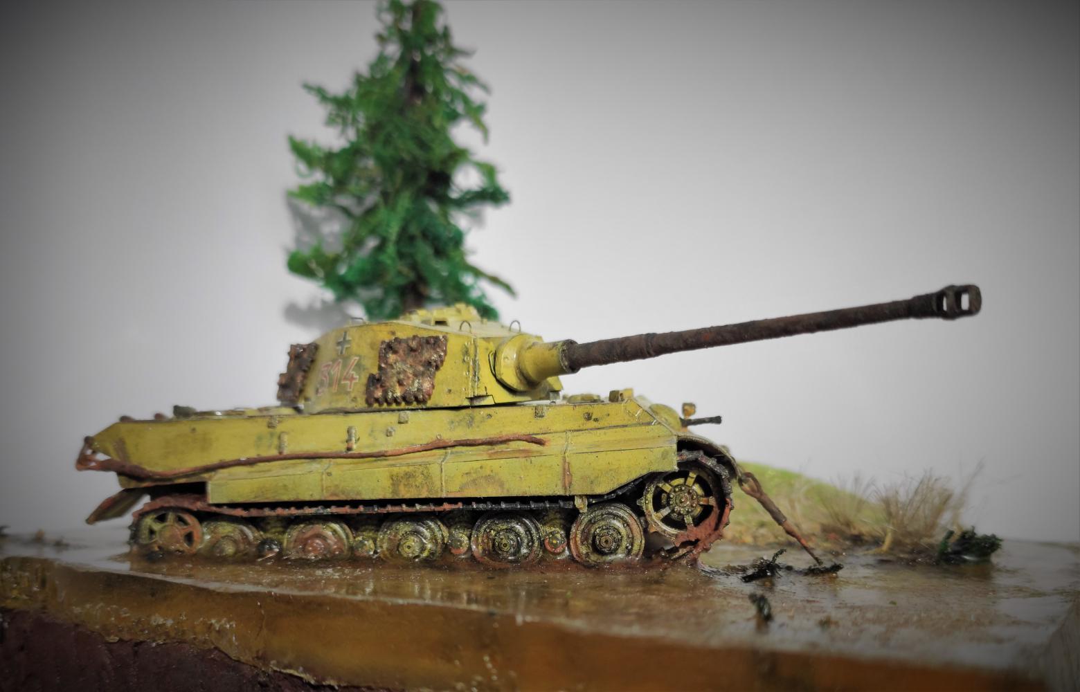 Diorama Unfortunate King (Tiger II) - My, Stand modeling, Diorama, Tanks, Tiger, Tiger II, Tiger 2, Video, Longpost