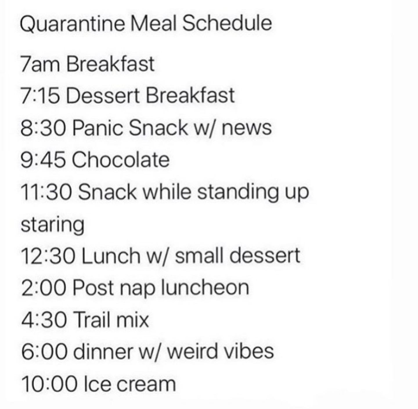 Meal schedule during quarantine - Mode, Nutrition, Quarantine, Schedule, Snack, Dessert