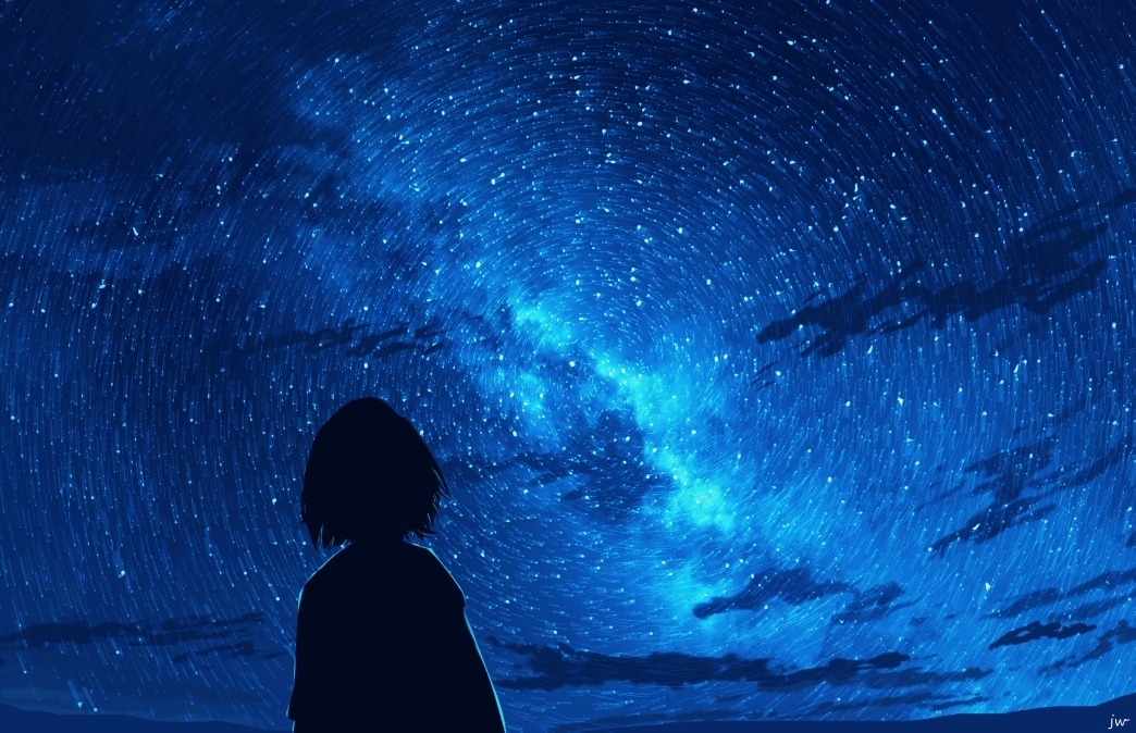 Works by artist JW - Art, Drawing, Background, Illustrations, Landscape, Girls, Sky, Starry sky, Longpost, Huashijw