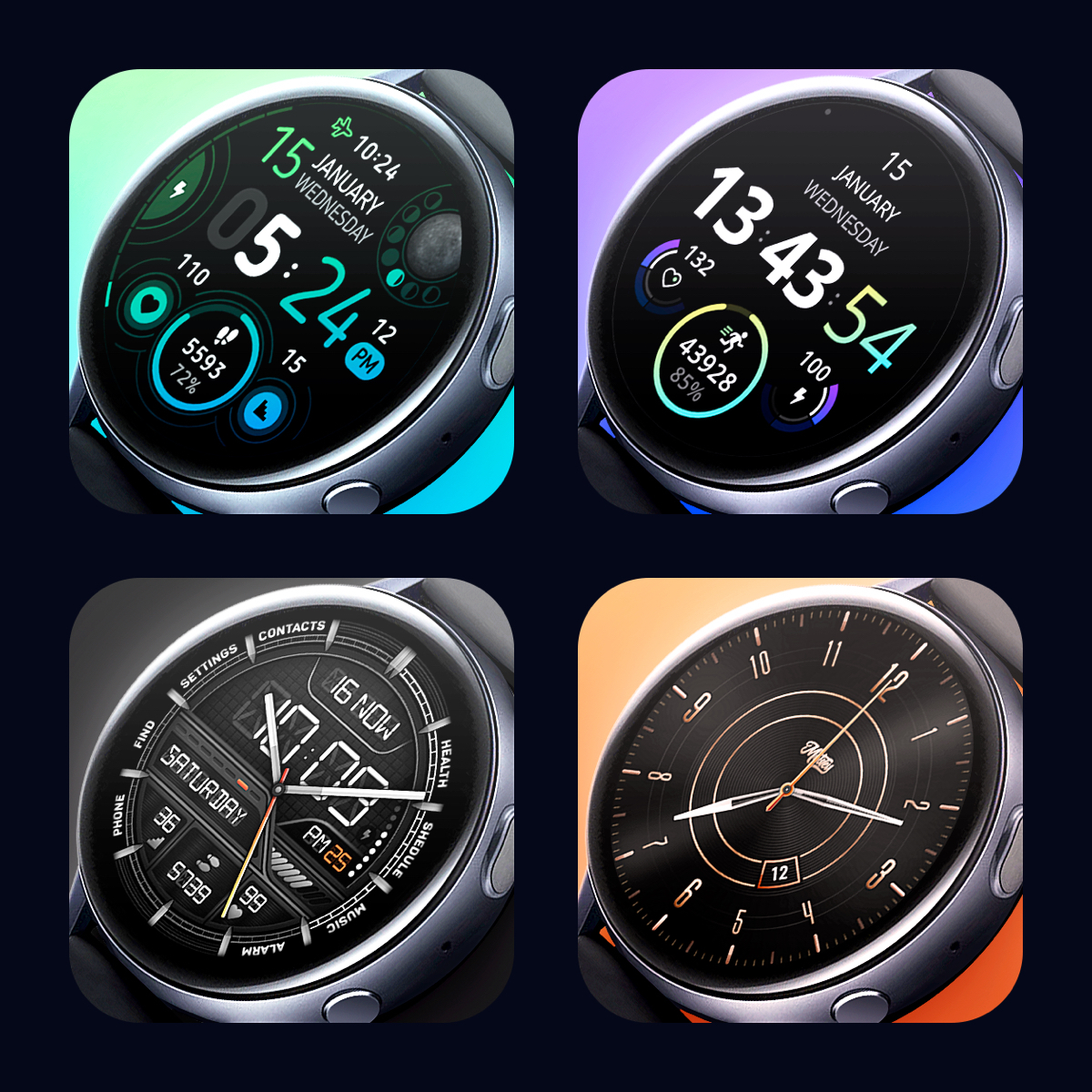 9 months of free time work. I drew exactly 40 dials :) Collected everything in a long post - My, Design, Graphics, Clock, Business, Images, Samsung, Clock face, Watchface, Longpost