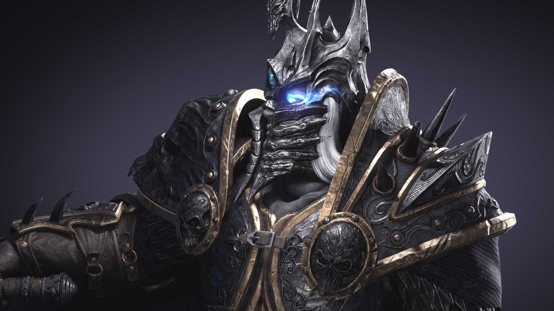 Lich King - Art, Fan art, Arthas Menethil, Lich King, Death Knight, Longpost, 3D, World of warcraft