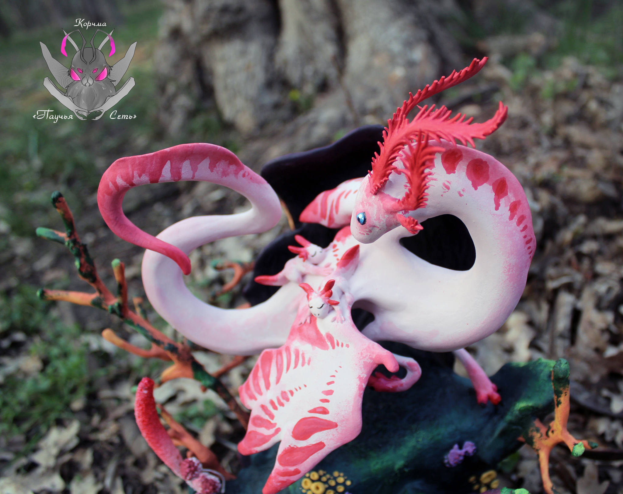 Axolotl Reef - My, The Dragon, Handmade, Axolotl, Polymer clay, Needlework with process, Creation, Concept, Sculpture, Longpost