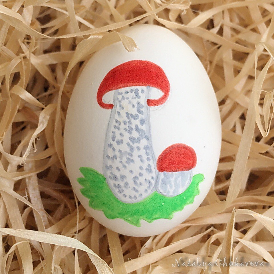 Easter eggs with mushroom painting - My, Easter, Easter eggs, Painting, Mushrooms, Fungi, Mushrooms Art, Longpost