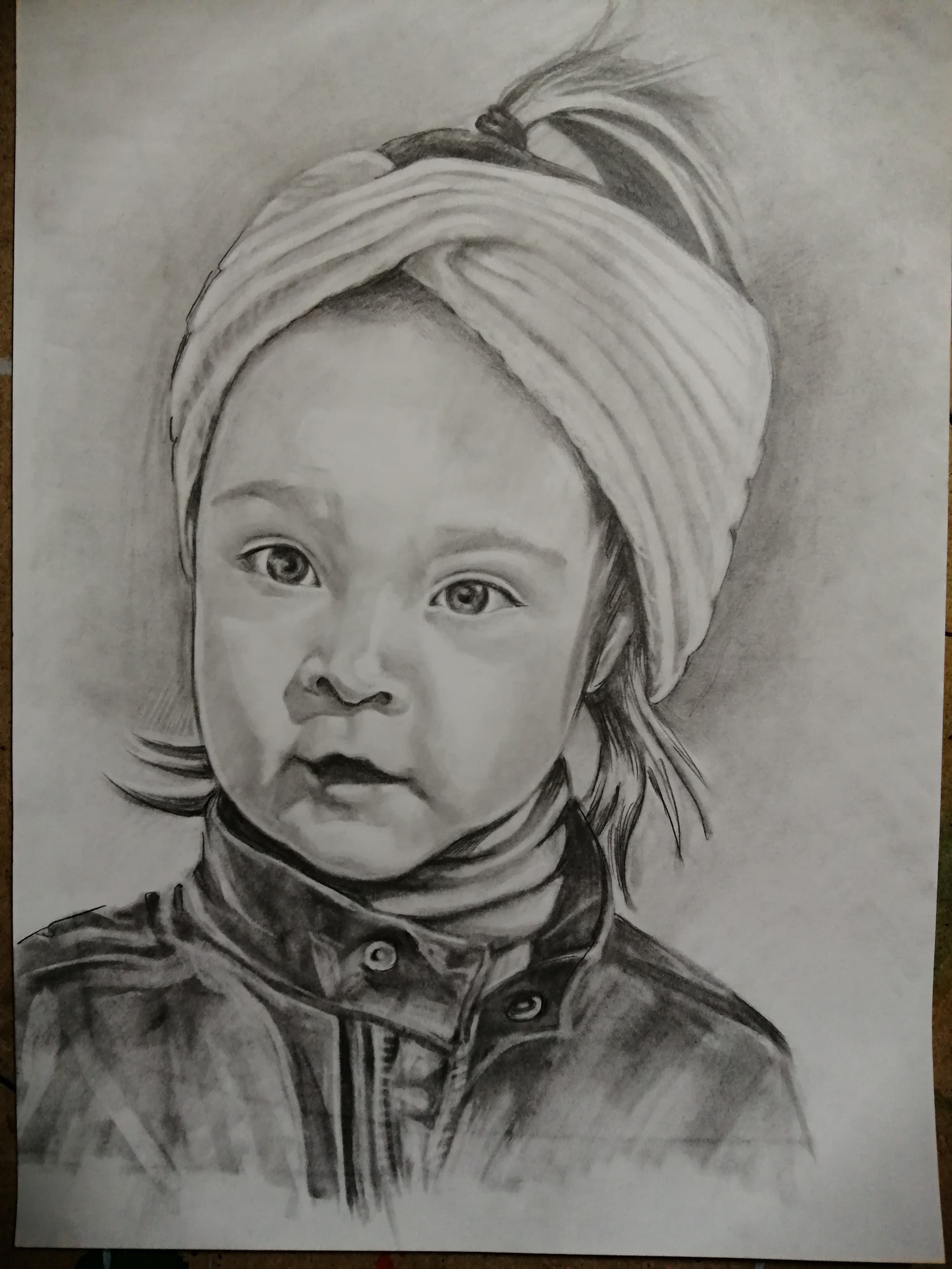 Portrait of a charming girl - My, Milota, Pencil drawing, Drawing, Portrait, Longpost