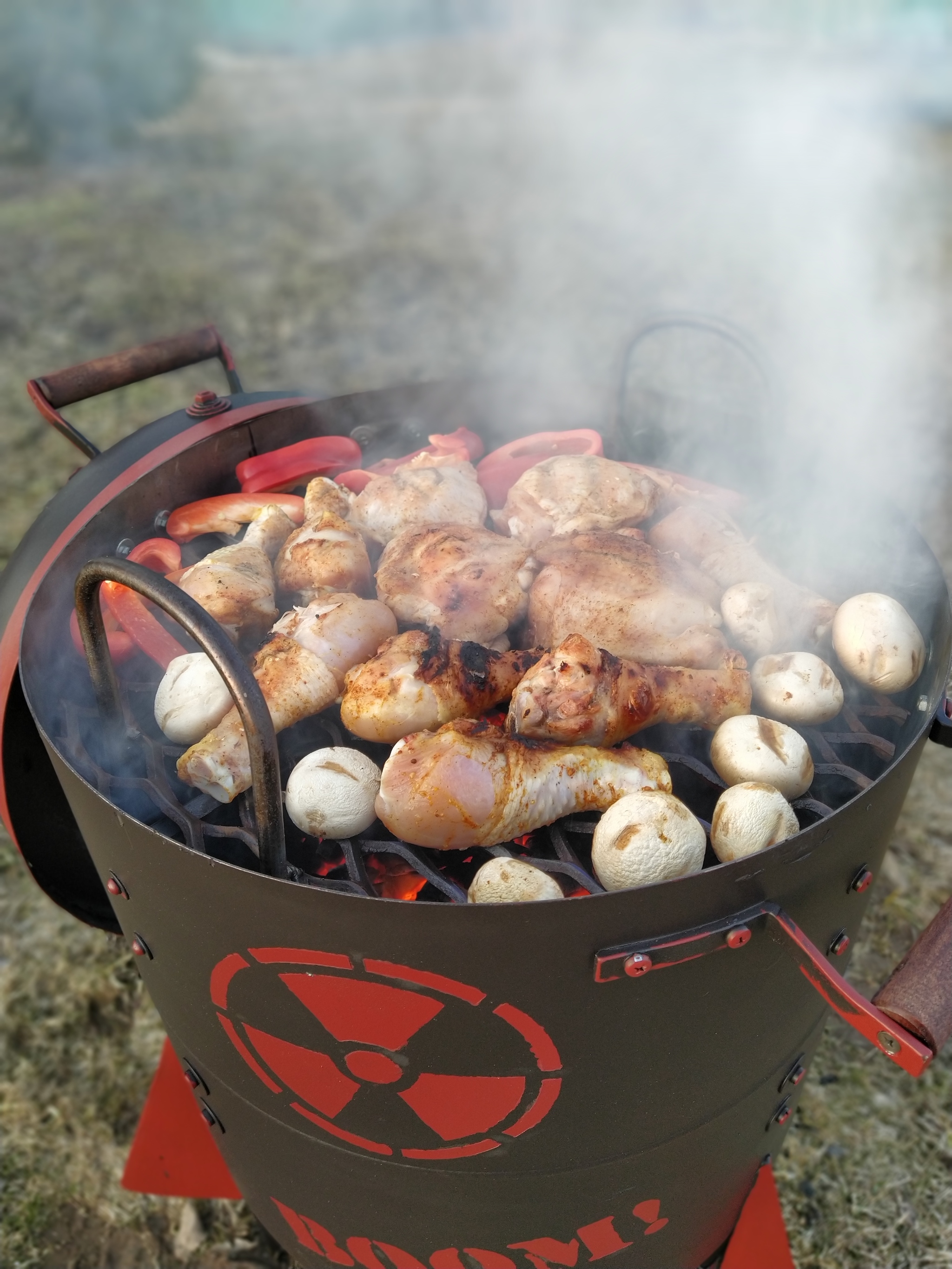 Grill Baby from an old hydraulic accumulator - My, Rukozhop, Grill, Brazier, Kitchen, Food, Campfire cooking, Bomb, Longpost, Needlework with process