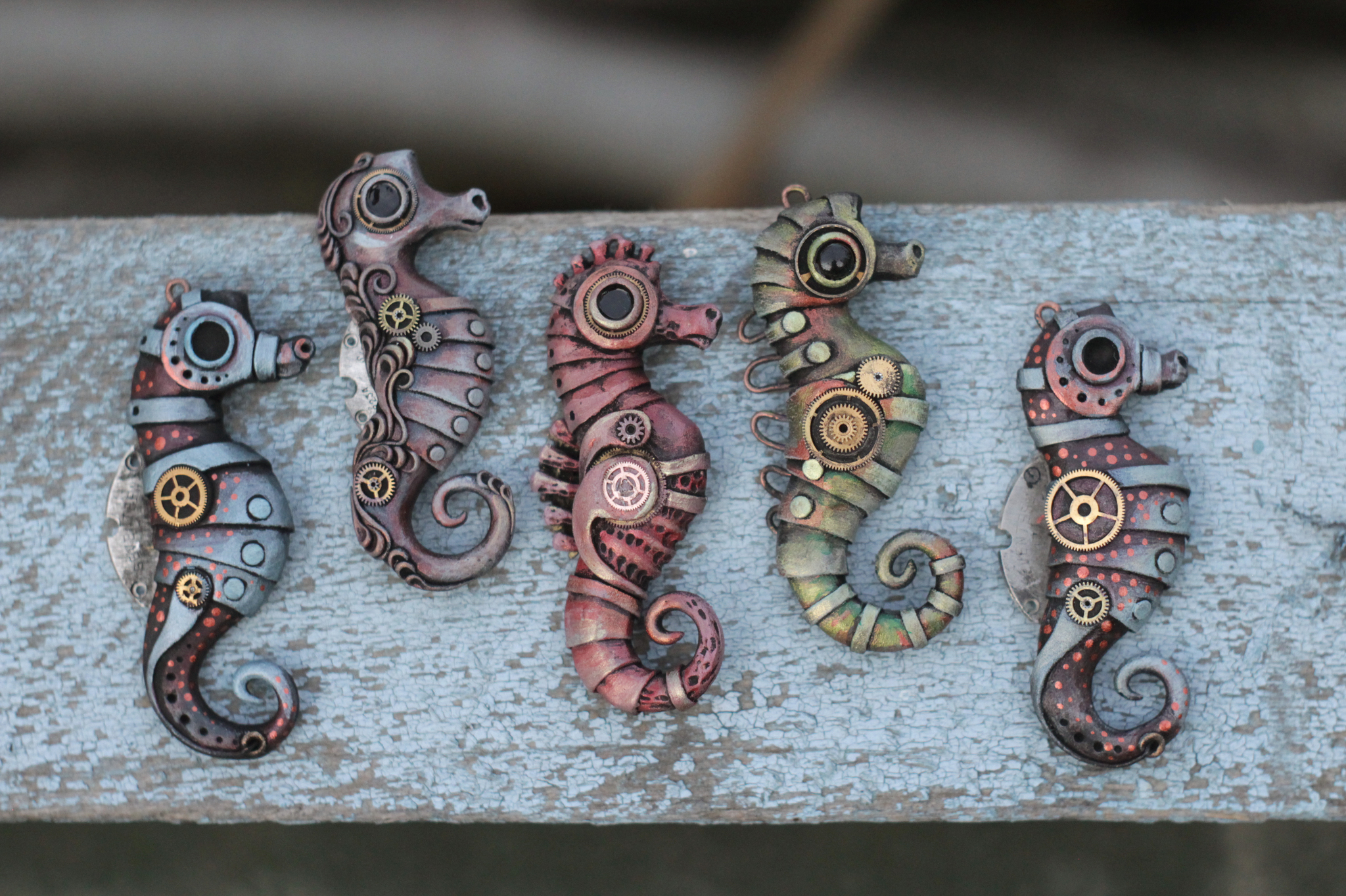 Sea Horses. Polymer clay pendants - My, Polymer clay, Sea Horse, Biomechanics