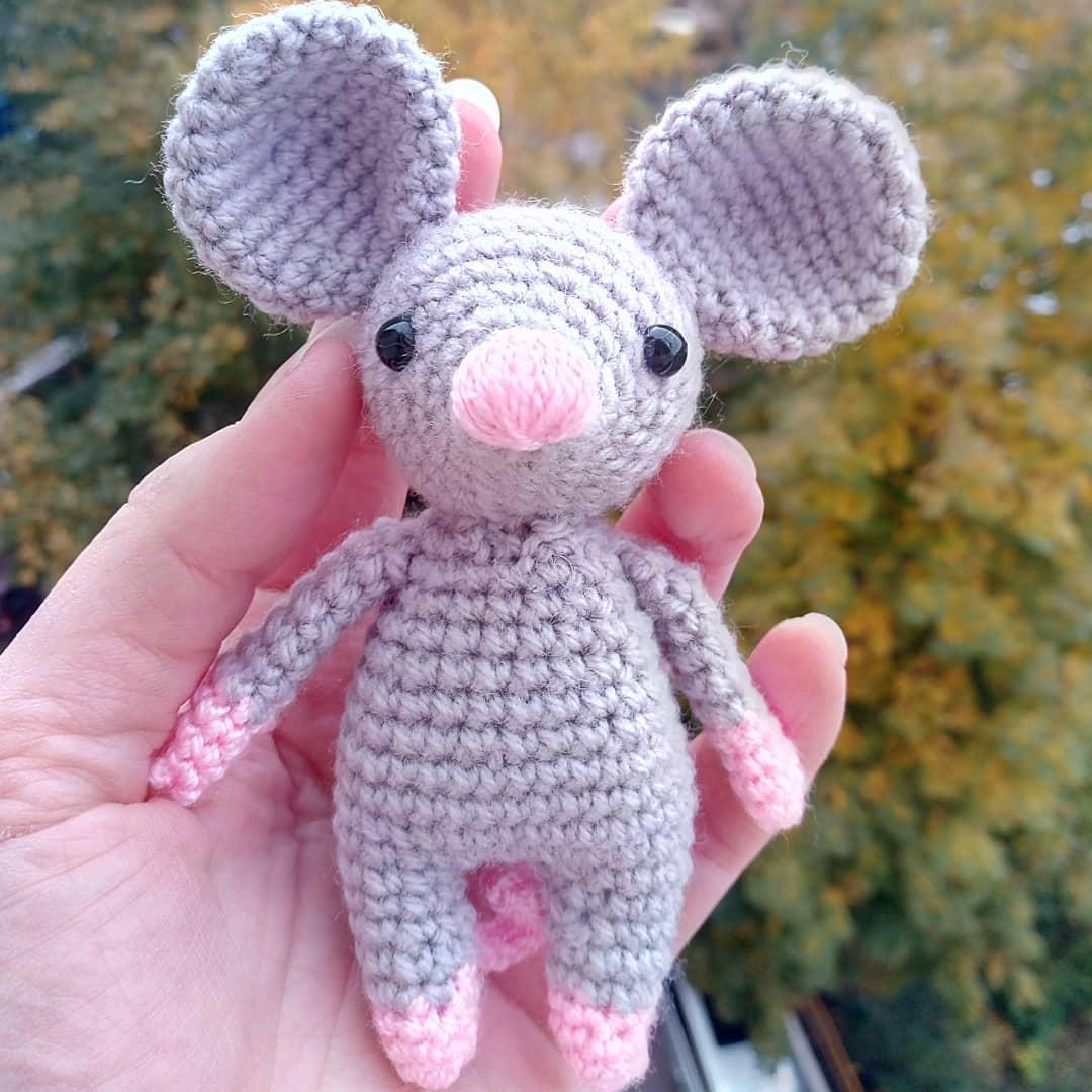 Baby mouse - My, Knitting, Mouse, Handmade, Toys, Needlework without process, Crochet, Amigurumi