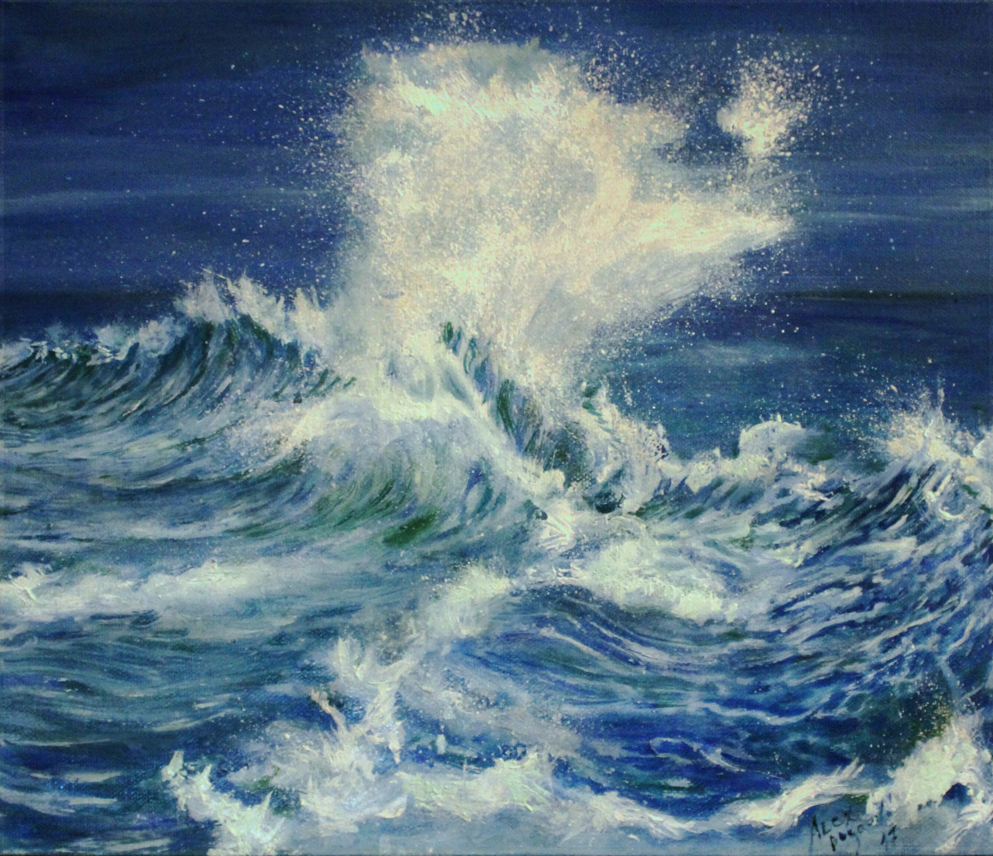 My sea painting - My, Sea, Painting, Butter, Artist, Creation, Art, Wave, Longpost