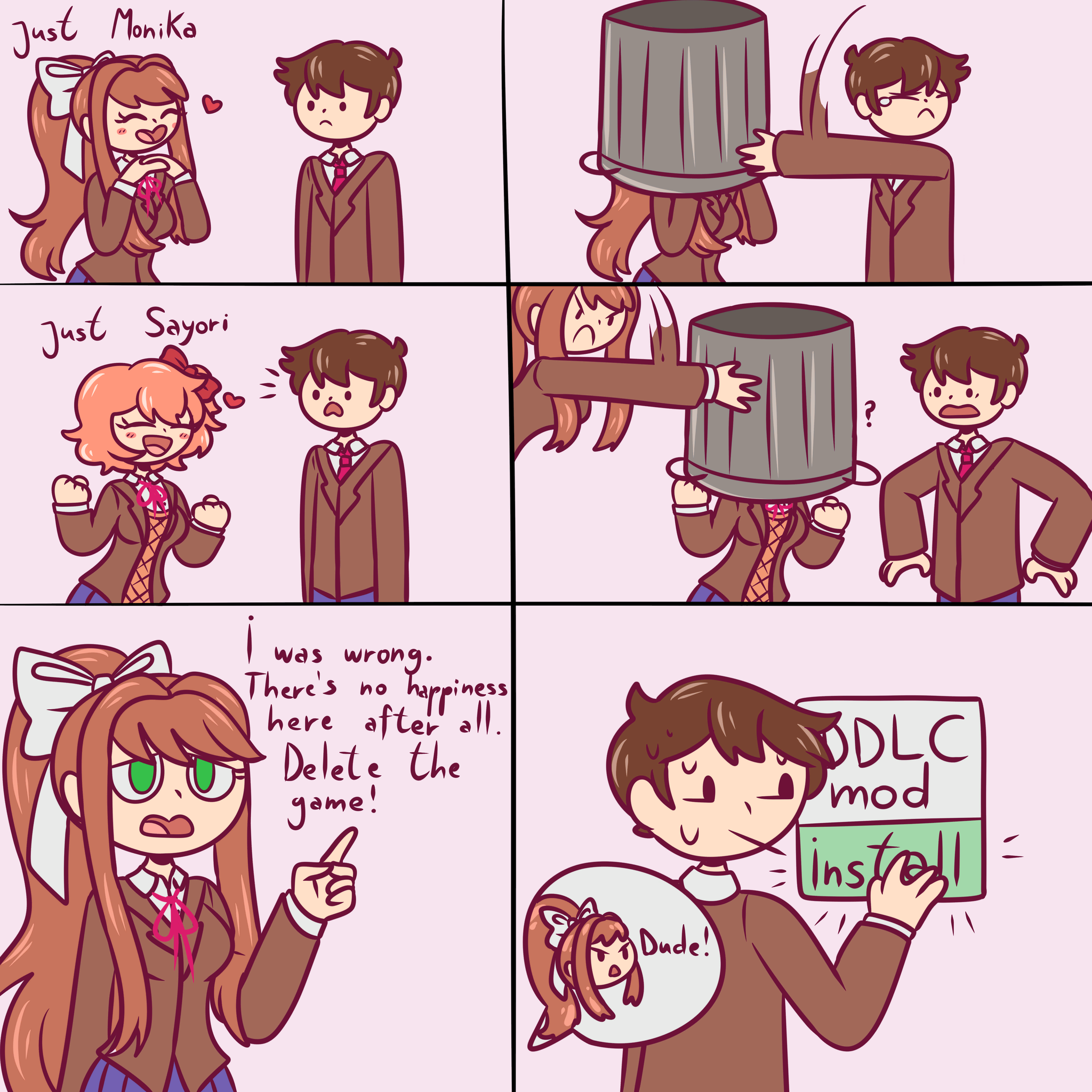 Ddlc comic. ДДЛК комиксы. Комиксы по доки доки литературный клуб. Моника ДДЛК комиксы. ДДЛК Сайори комикс.