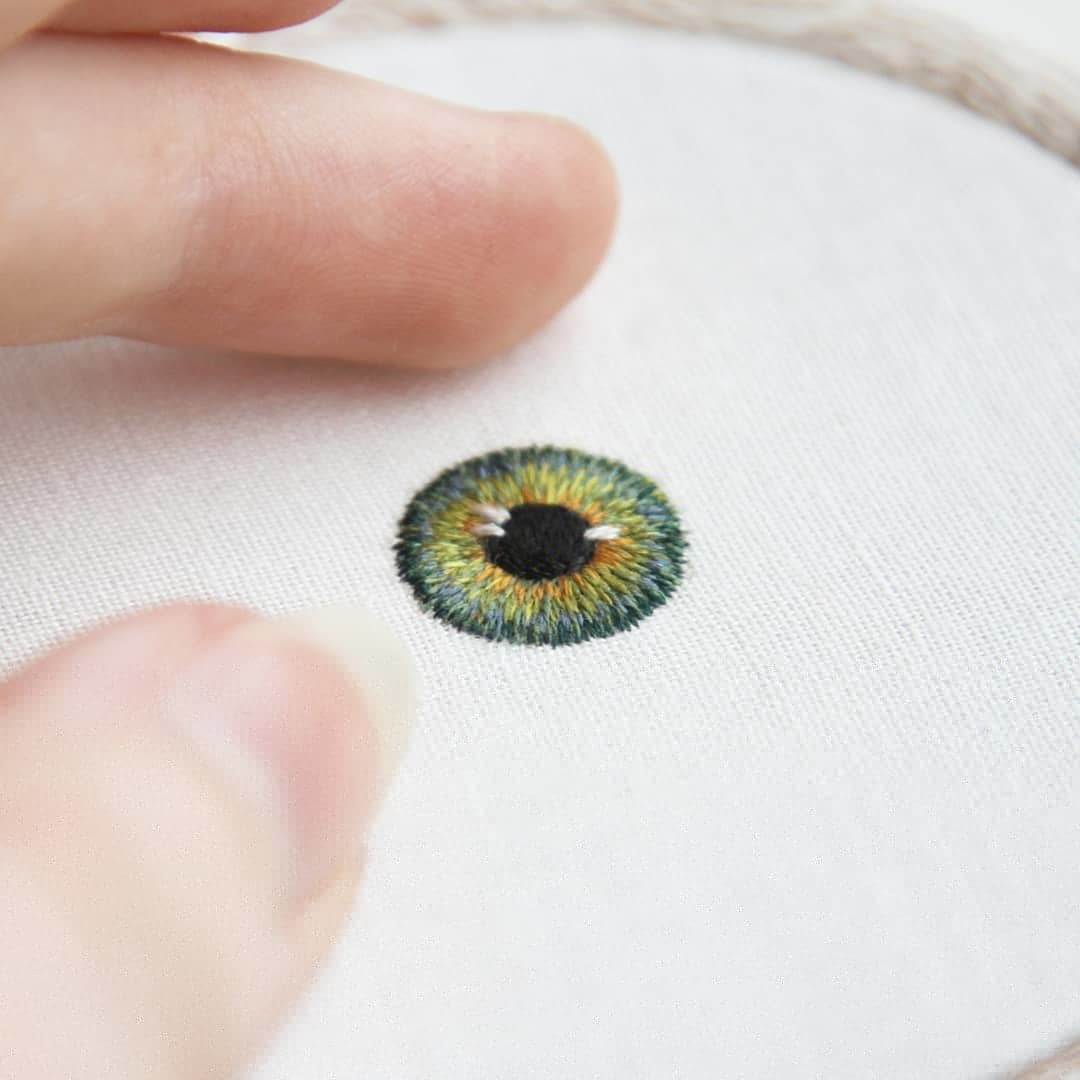 Those eyes on the contrary... - My, Eyes, Blue eyes, Green eyes, Embroidery, Satin stitch embroidery, Needlework, Needlework without process, Longpost