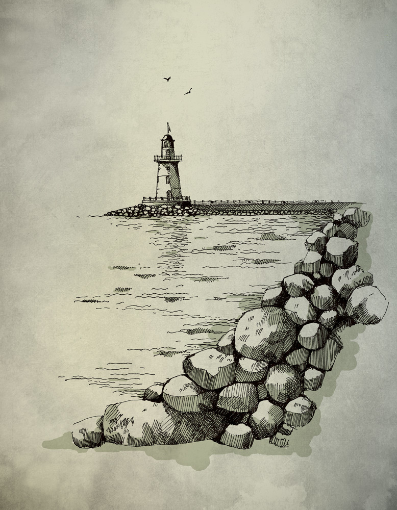 Alanya - My, Turkey, North Ossetia Alania, Graphics, Pen drawing, Digital drawing, Lighthouse, Fortress, Longpost