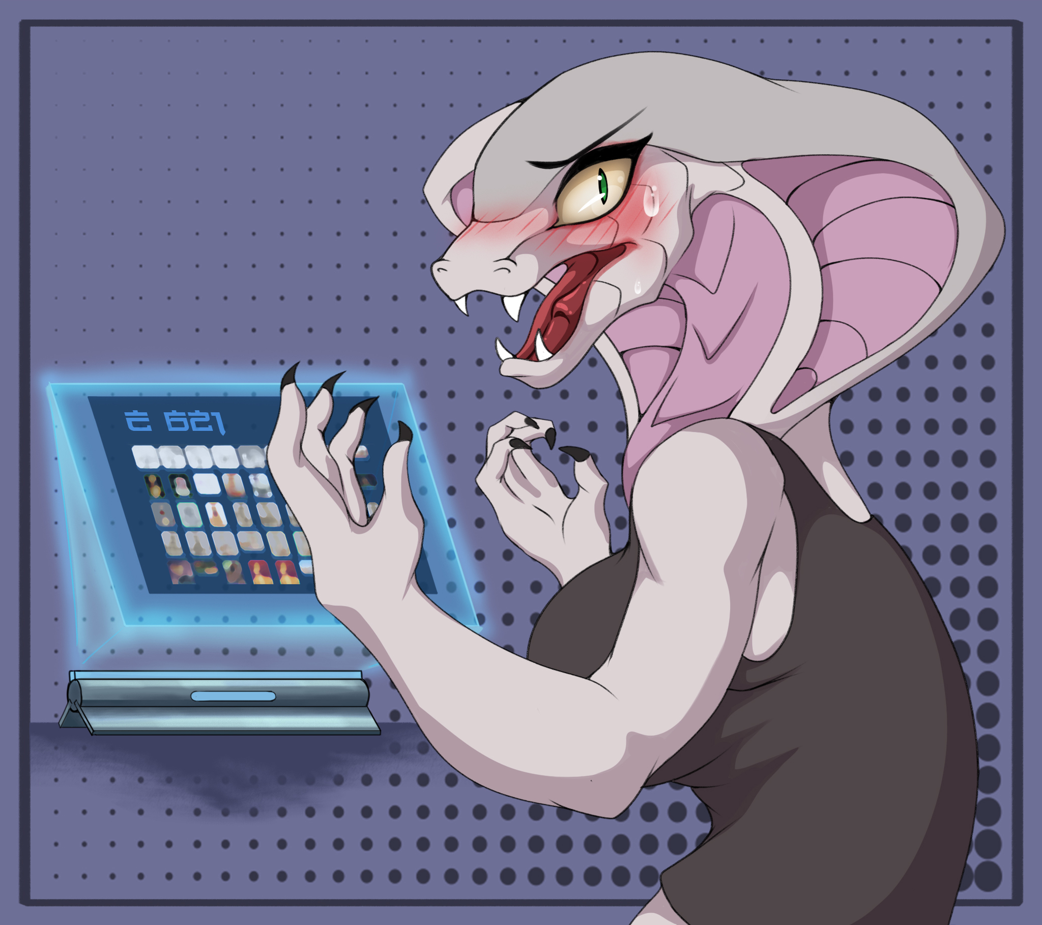 Some one just discover her self on human internet - Furry, Furry art, Furry snake, Xcom, Viper XCOM 2, Furry scalie