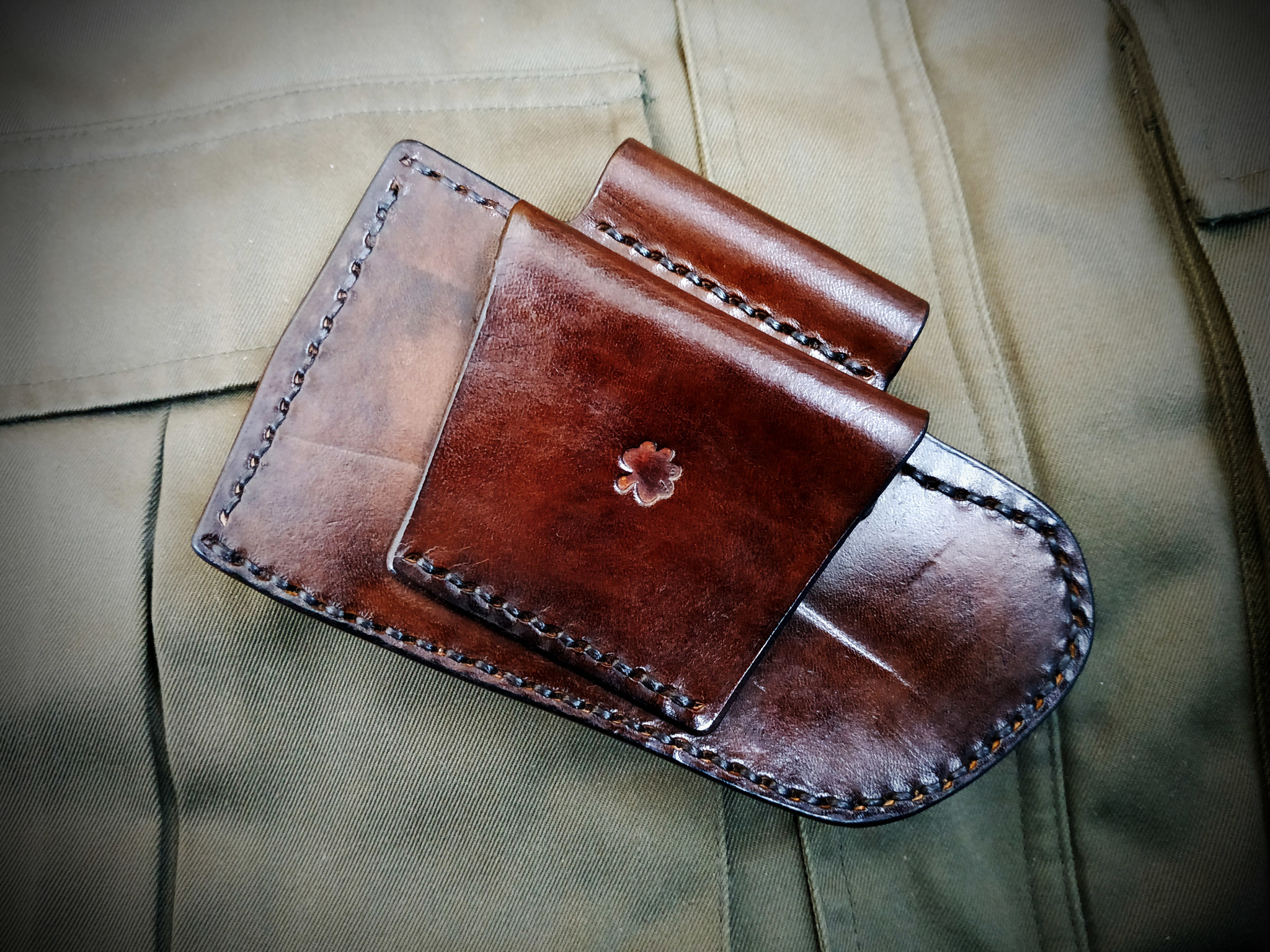 Sheath-holster for folding knife - My, With your own hands, Handmade, Leather, Needlework without process, Longpost, Sheath, Leather products