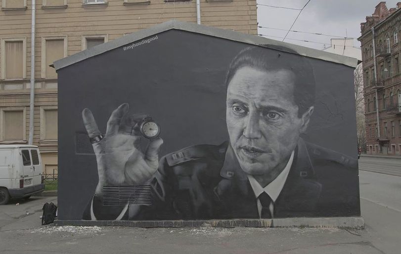 Graffiti based on Pulp Fiction appeared in St. Petersburg - Graffiti, Christopher Walken, Saint Petersburg, Pulp Fiction, Street art, Hoodgraff