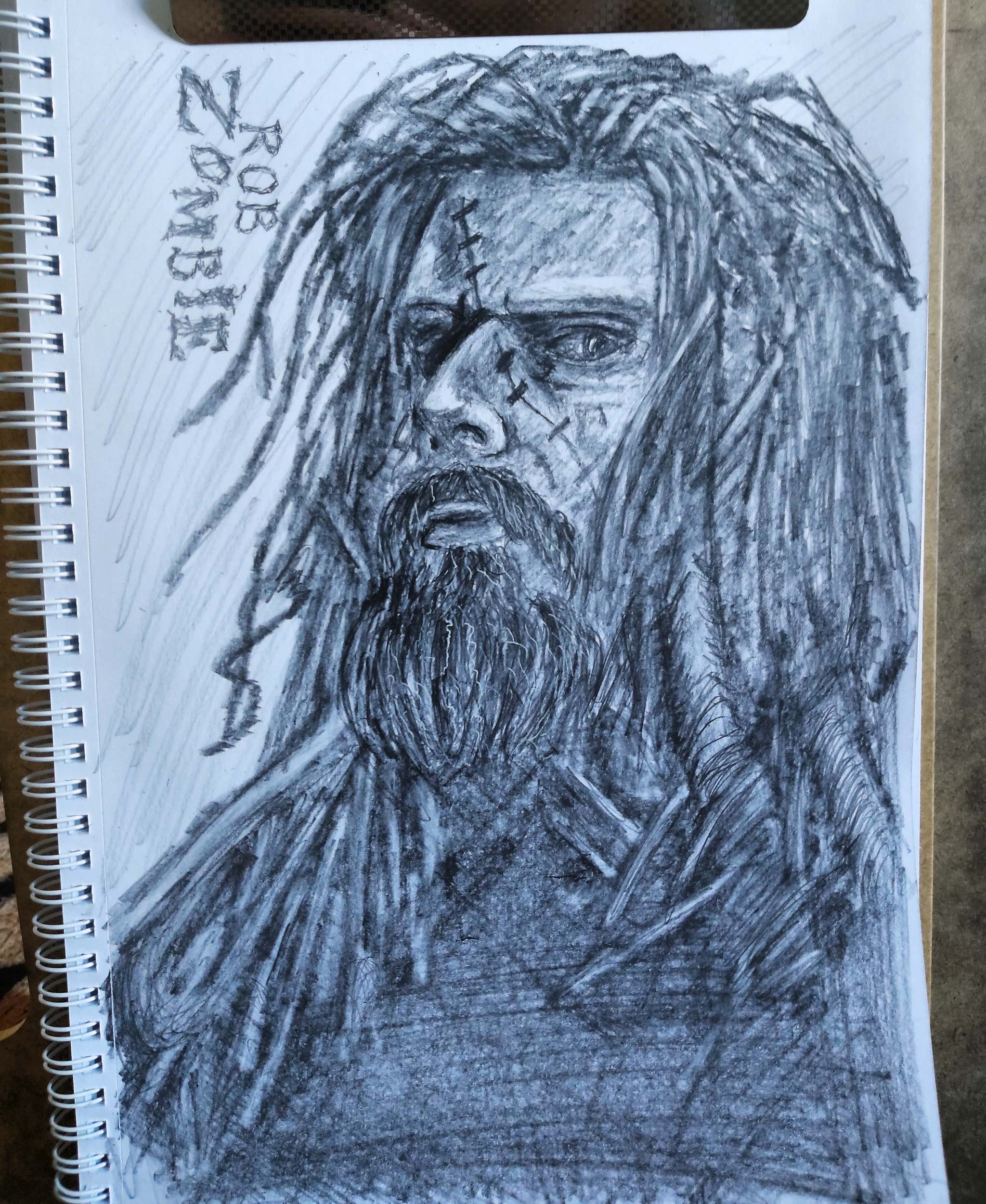 1 more musician - My, Sketch, Tattoo sketch, Sketch, Sketchbook, Rob Zombie, Musicians, Drawing, Pencil drawing