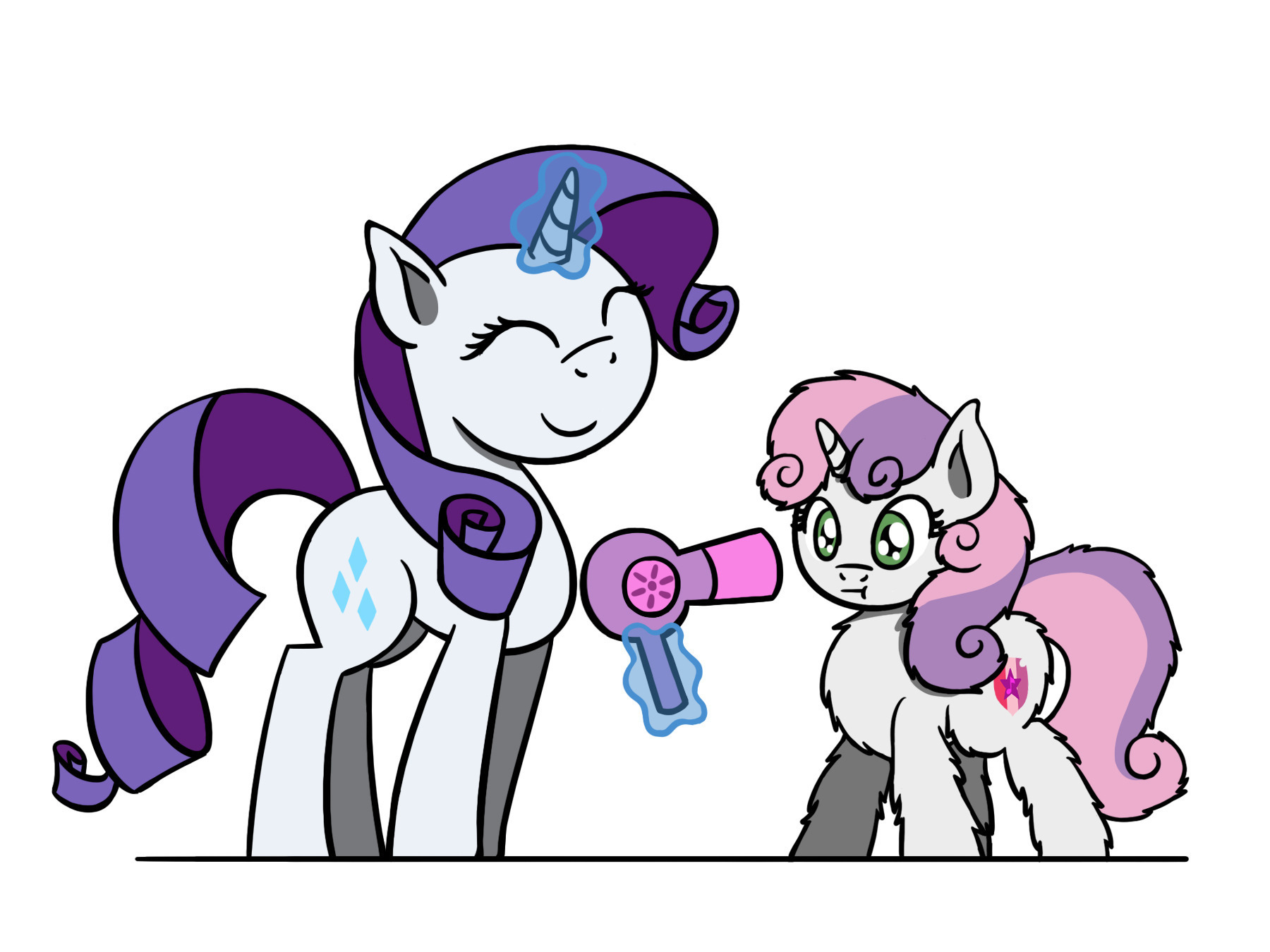 Marshmallow washed her sister - My little pony, PonyArt, Rarity, Sweetie belle, Flutterluv