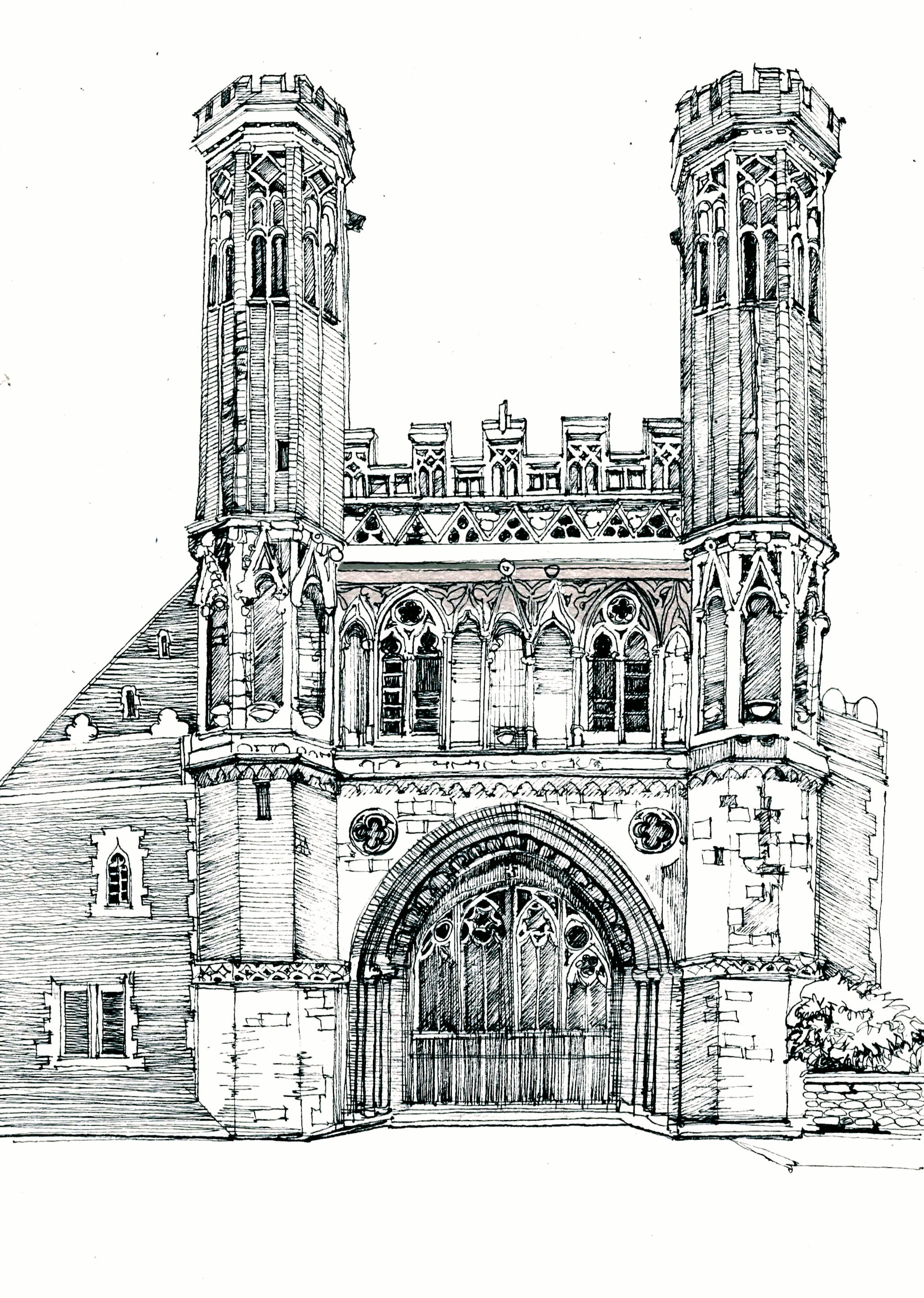 Abbey, drawing - My, Architecture, Drawing, Pen, Abbey