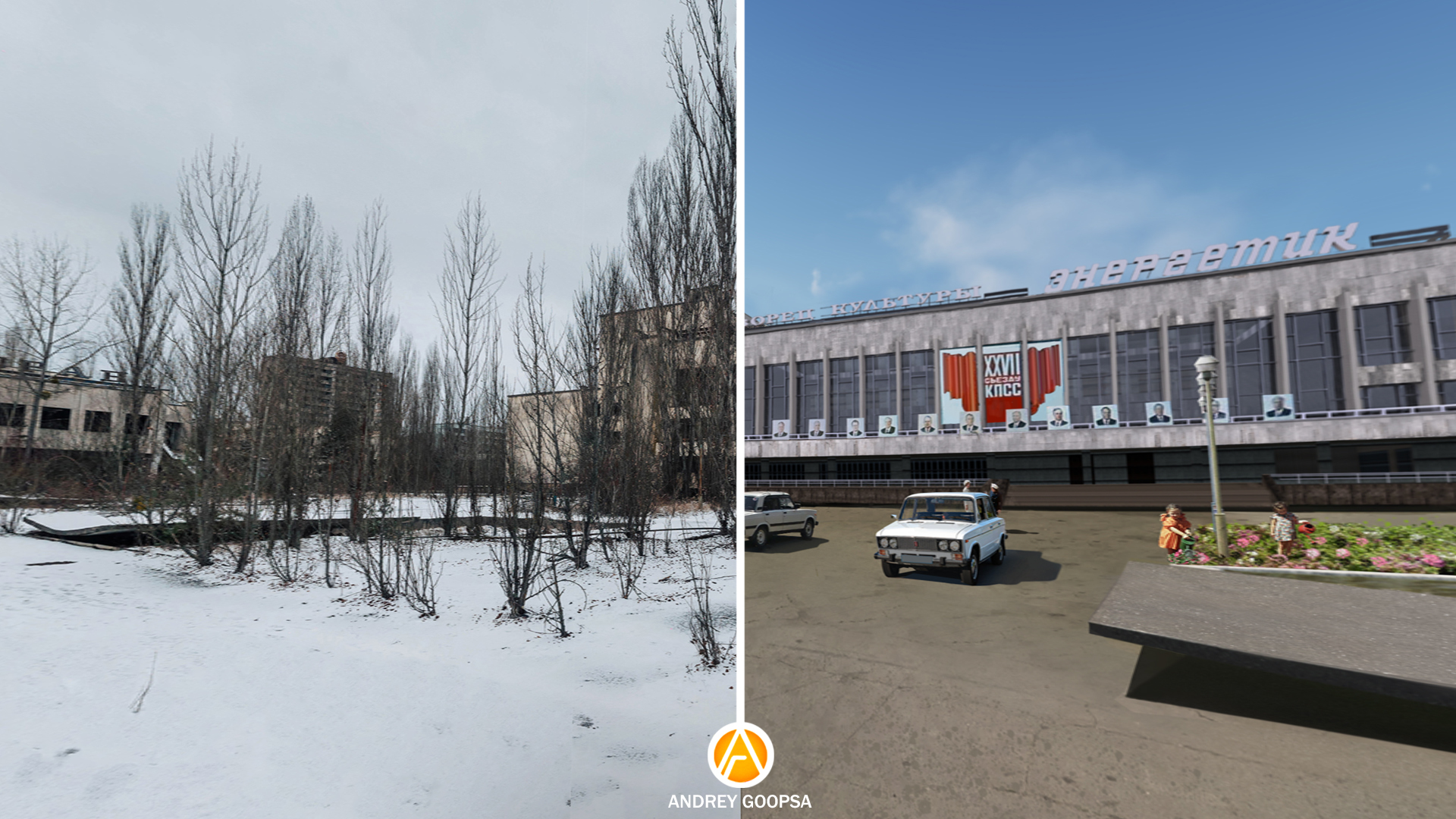 The designer restored the entire Pripyat Square for the anniversary of the Chernobyl accident (Photoshop) - My, Chernobyl, Pripyat, the USSR, Architecture, Photoshop, Design, Art, Longpost