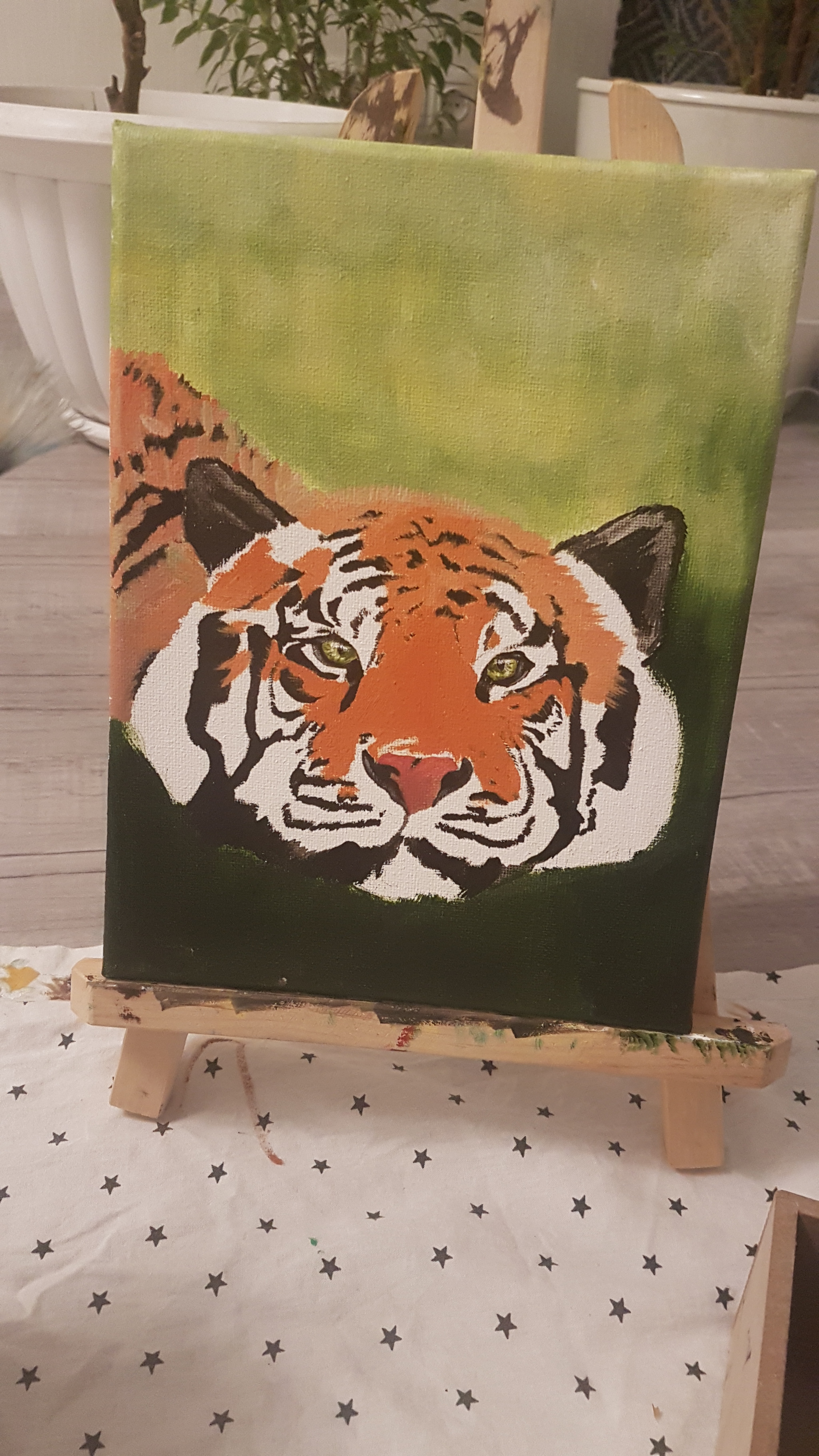 Tiger - My, Tiger, Oil painting, Hobby, Longpost