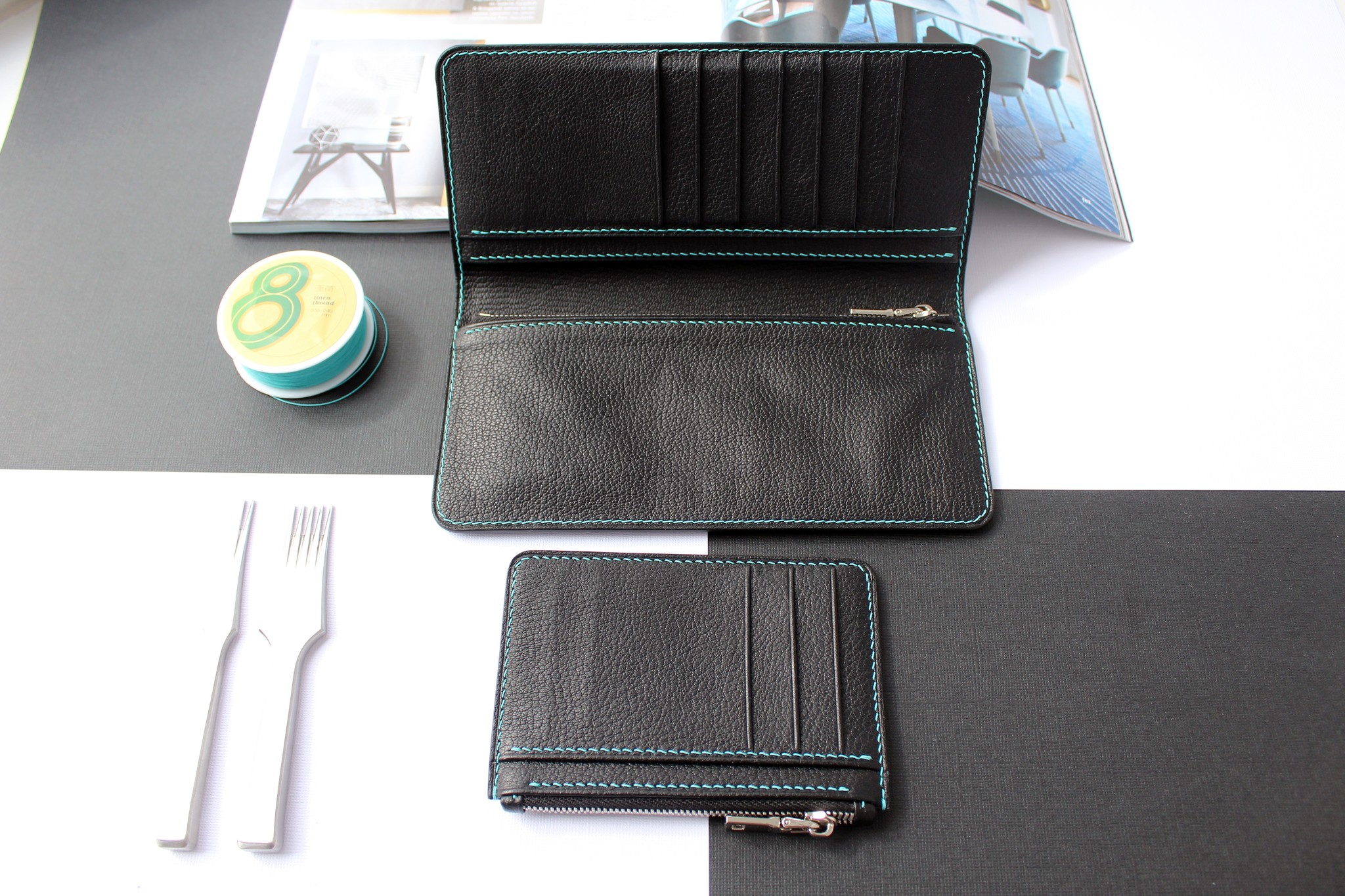 Longer and mini wallet - My, Leather products, With your own hands, Wallet, Handmade, Longer, Longpost, Needlework without process