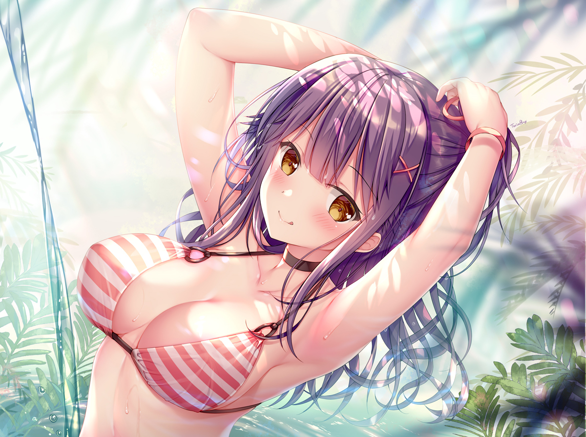 Art by Twinbox - NSFW, Anime, Anime art, Original character, Underwear, Swimsuit, Booty, Breast, Twinbox, Longpost