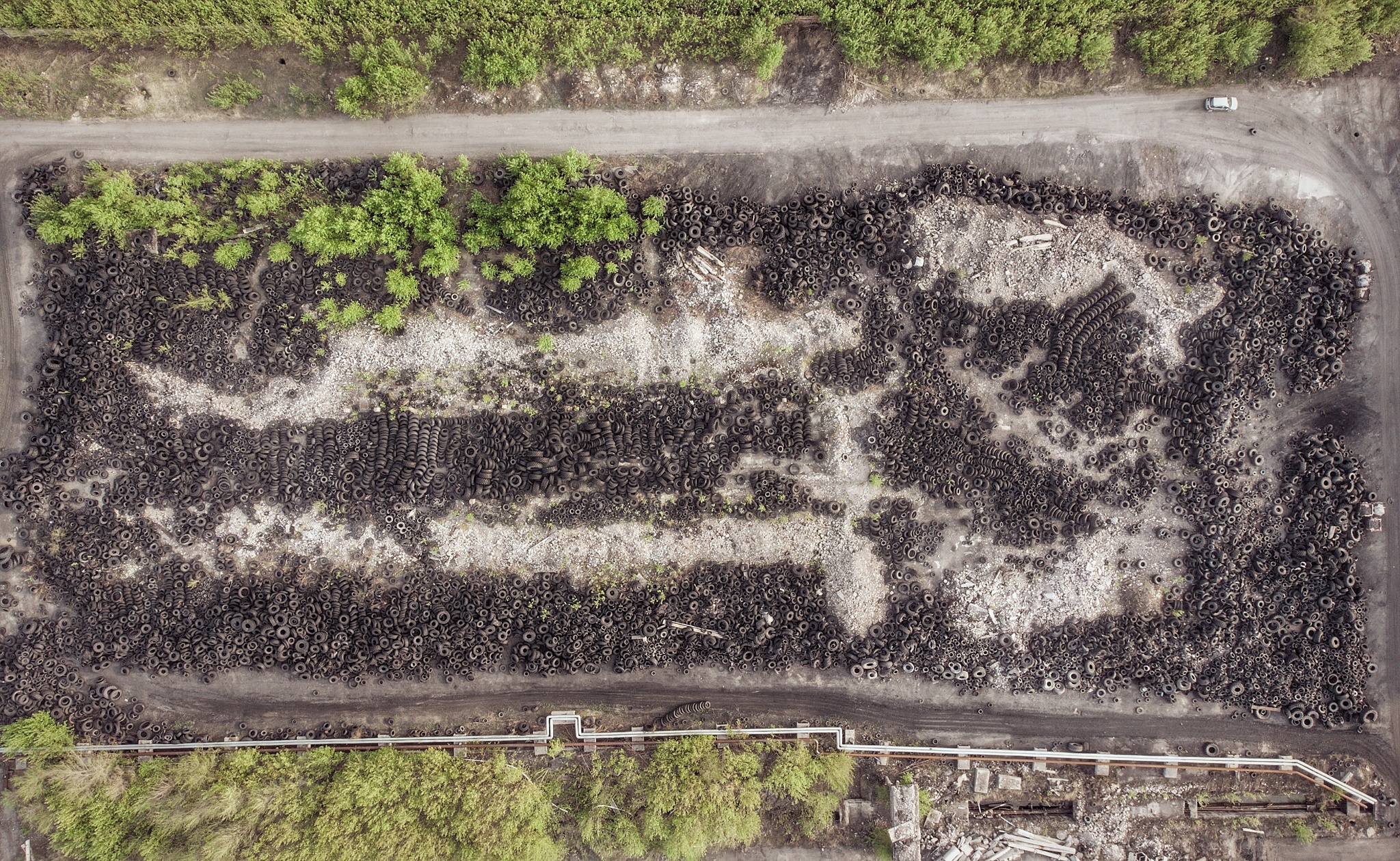 Tire dump in an industrial area - My, The photo, View from above, Aerial photography, Drone, Dump, Tires, Waste, Longpost